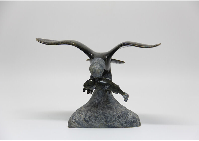 22152 Eagle hunting fish by Pitseolak Qimirpik