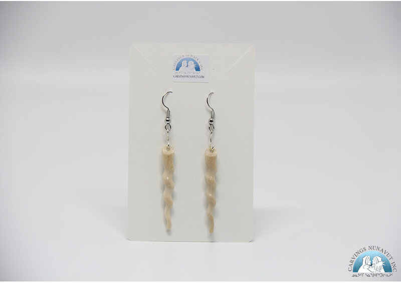 24831 Caribou antler swirl earrings by Jonah Kilabuk