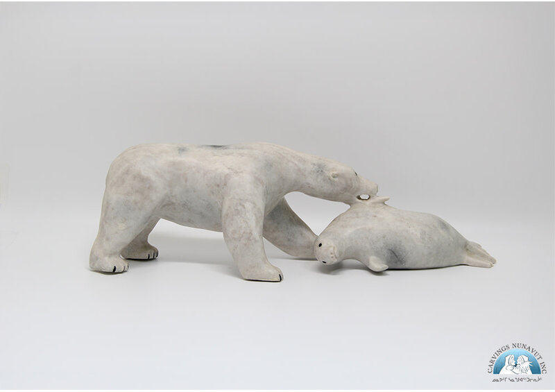 24850 Marble bear hunts seal by Leah Kalluk