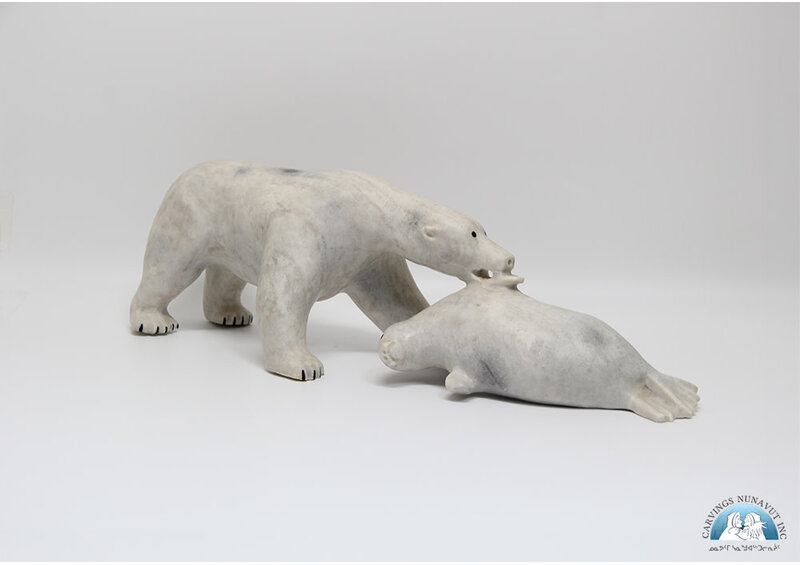 24850 Marble bear hunts seal by Leah Kalluk