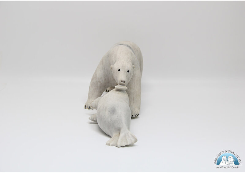 24850 Marble bear hunts seal by Leah Kalluk