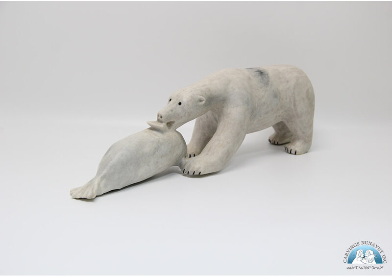 24850 Marble bear hunts seal by Leah Kalluk
