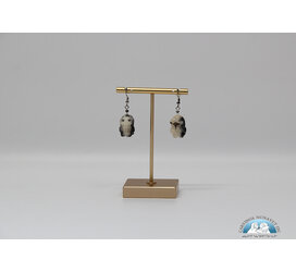 24876 Musk ox horn owl earrings by Elisha Ipeelee