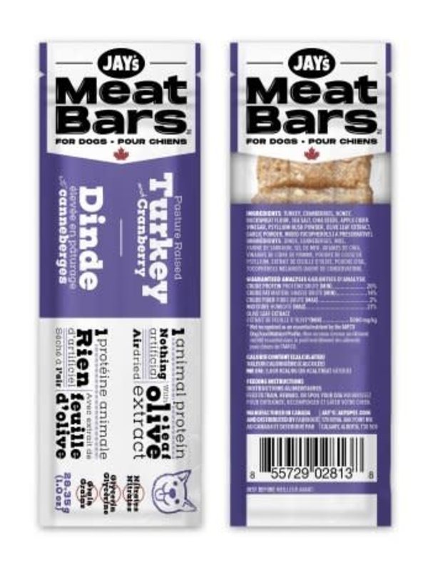 Jay's Jay's meat bars chien présentoir de conptoir, barres à la viande, dinde & canneberges
