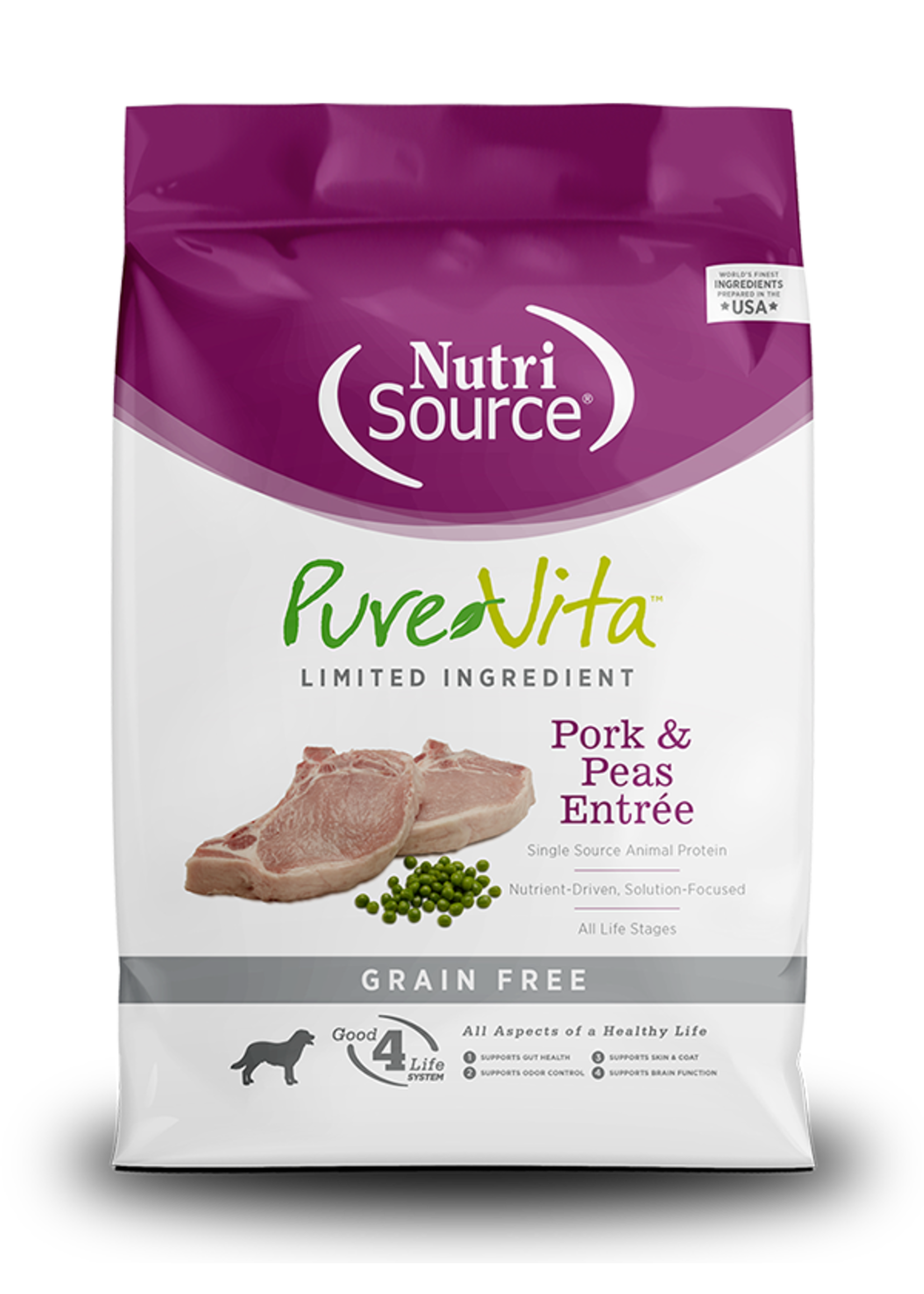 NutriSource PureVita Sans grains pour chiens Porc et pois