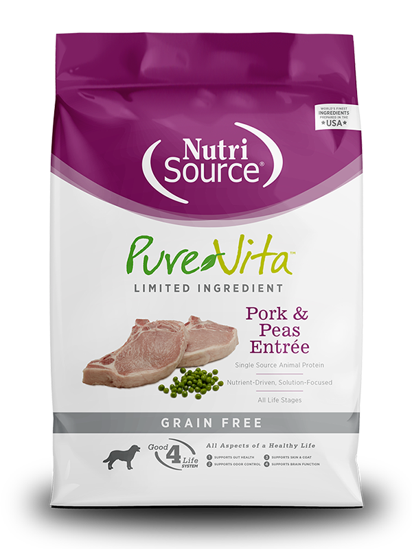 NutriSource PureVita Sans grains pour chiens Porc et pois