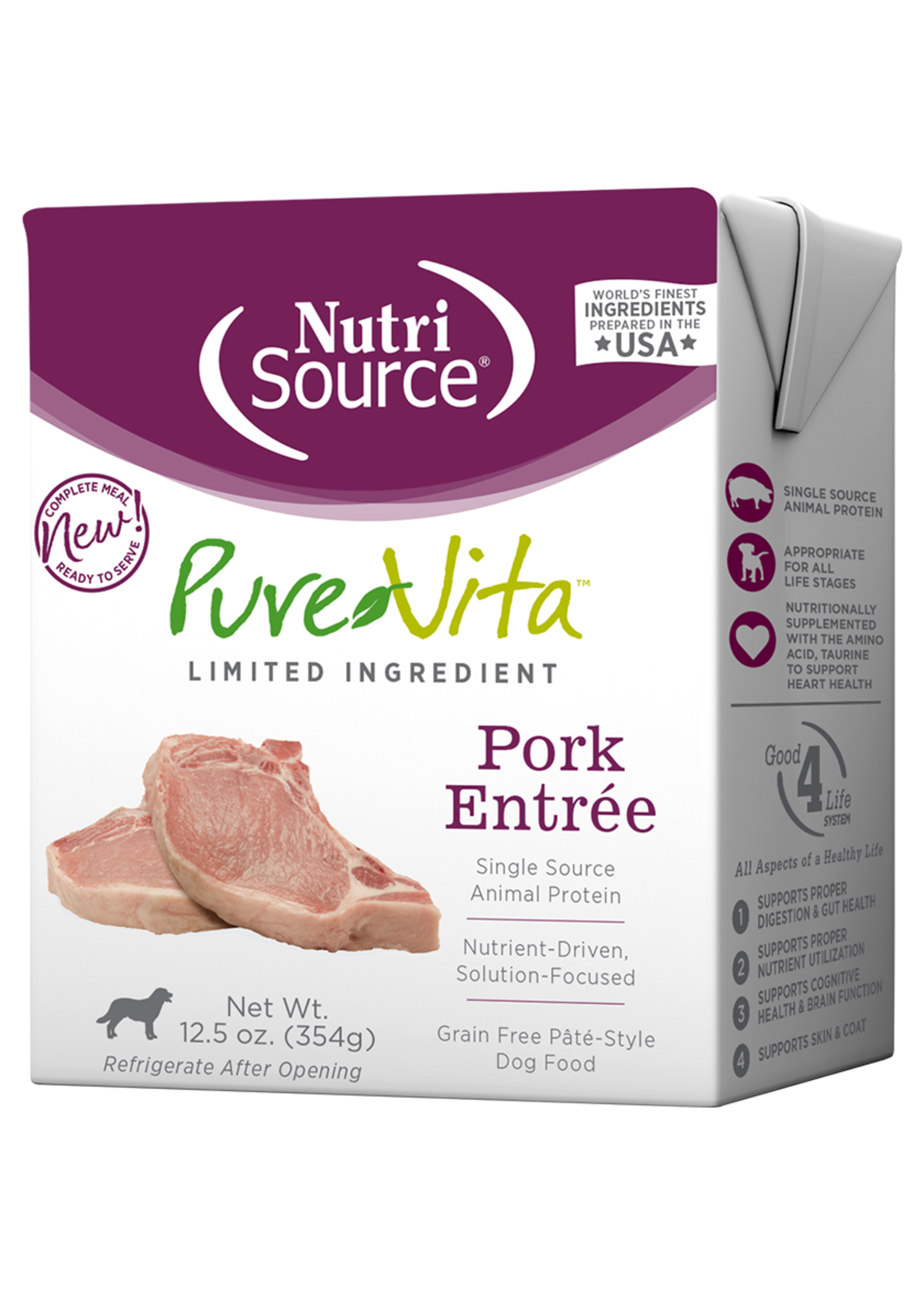 NutriSource PureVita Sans grains Style pâté Entrée de porc pour chiens