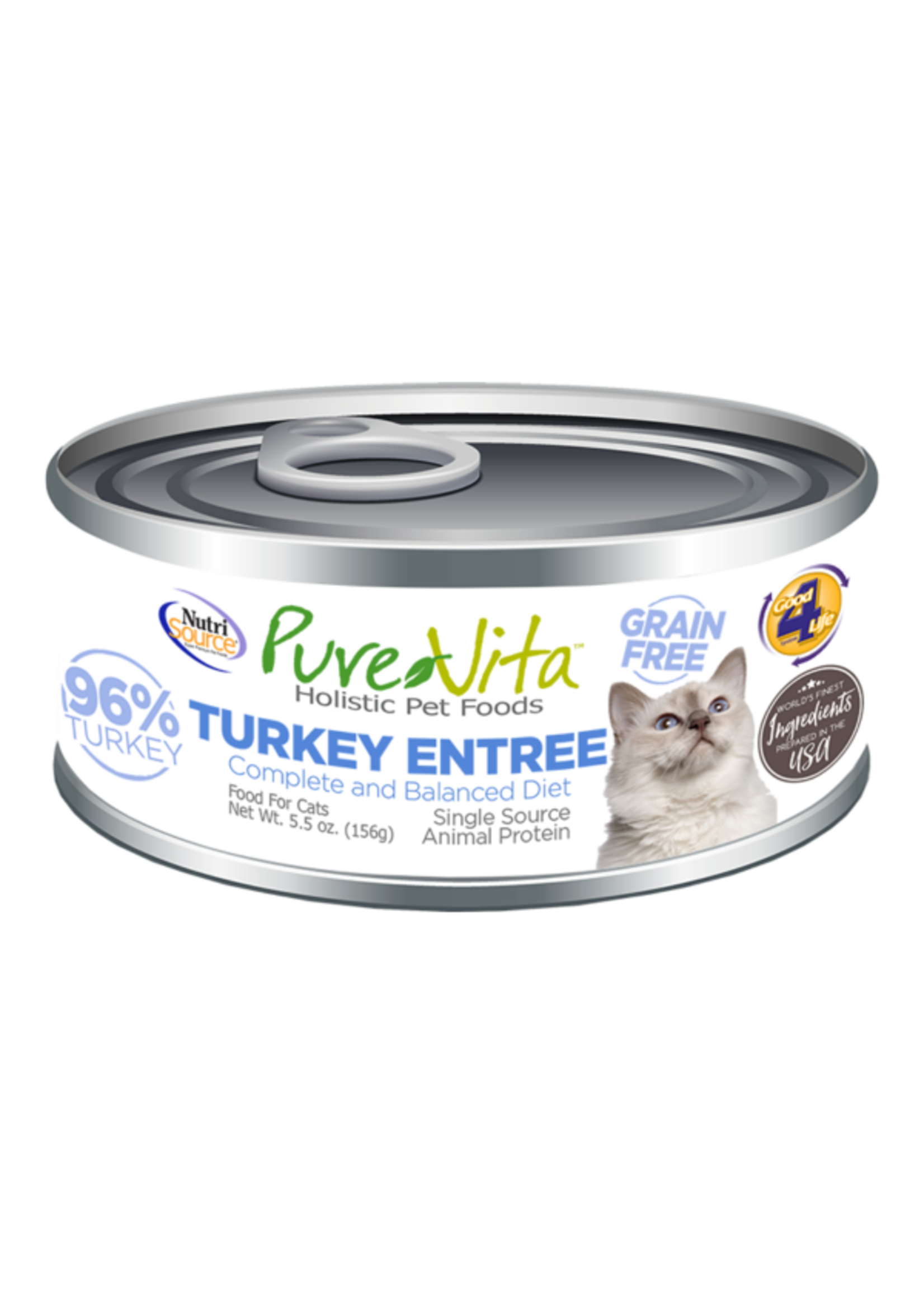 NutriSource PureVita sans grains pour chat Entrée de dinde 156 g