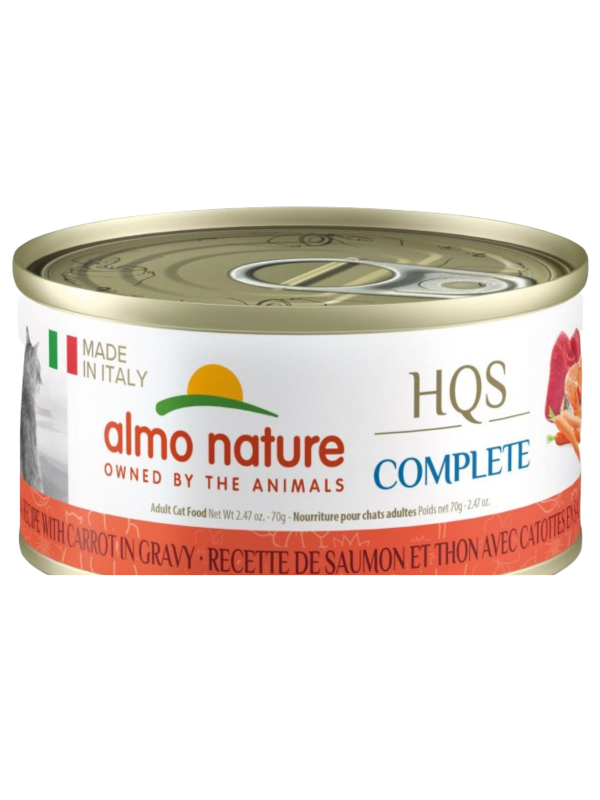 Almo Nature Almo nature, Italie HQS complete chat- Saumon-Thon et carotte en sauce 70g