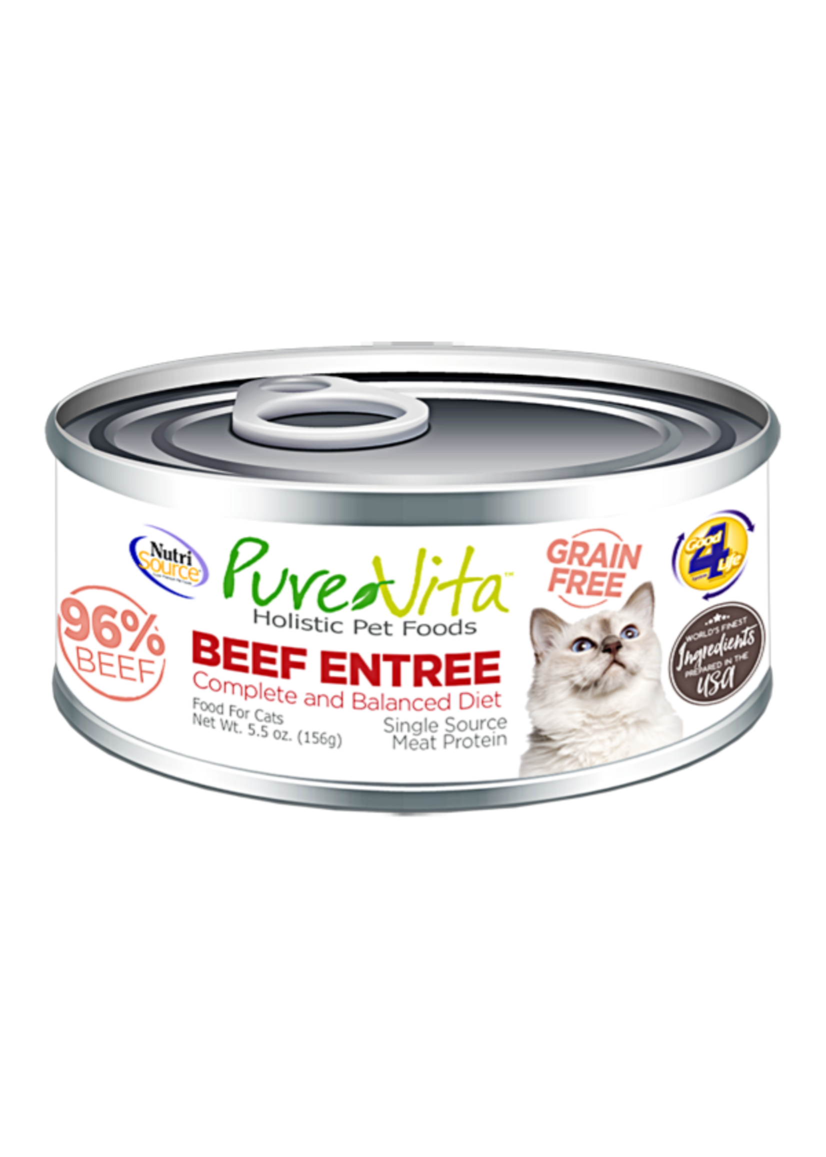 NutriSource PurVita Sans grain pour chat bœuf et foie de Bœuf 156 g