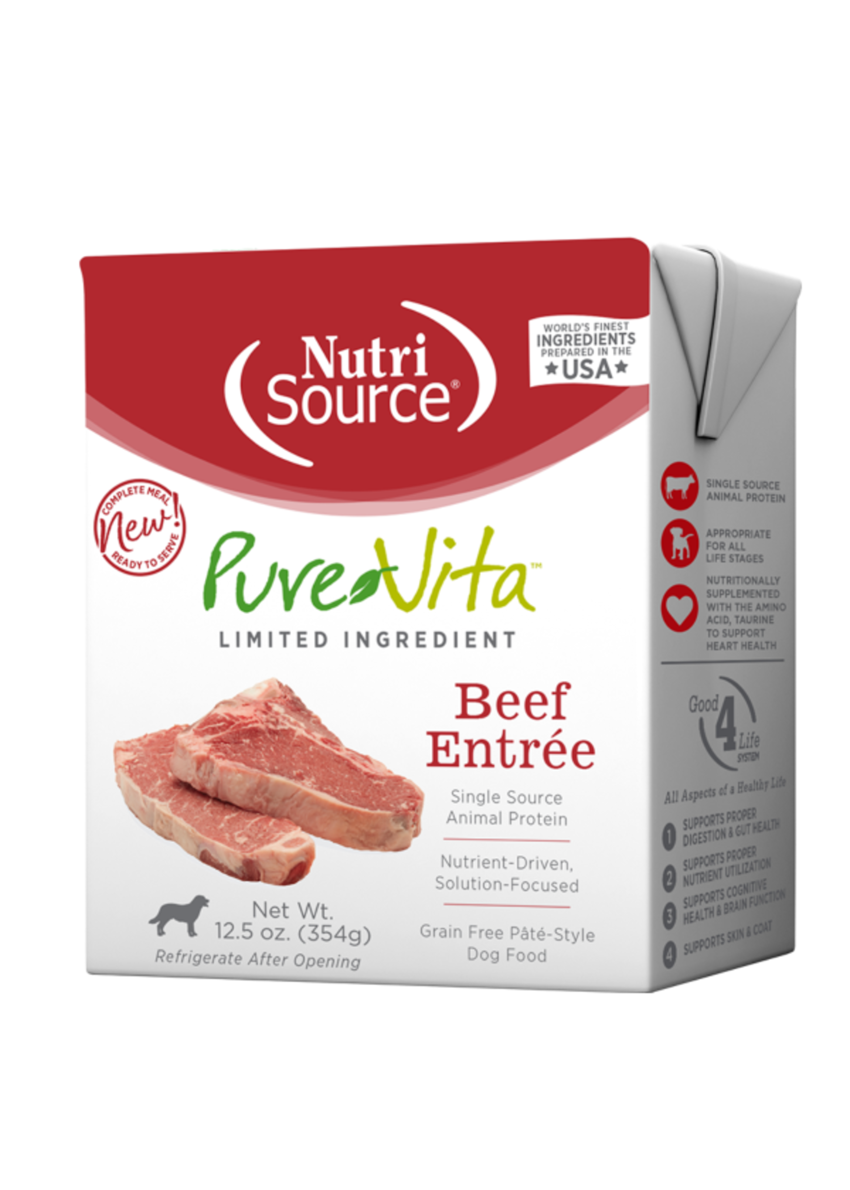 NutriSource PureVita Sans grains Style pâté Entrée de bœuf pour chiens