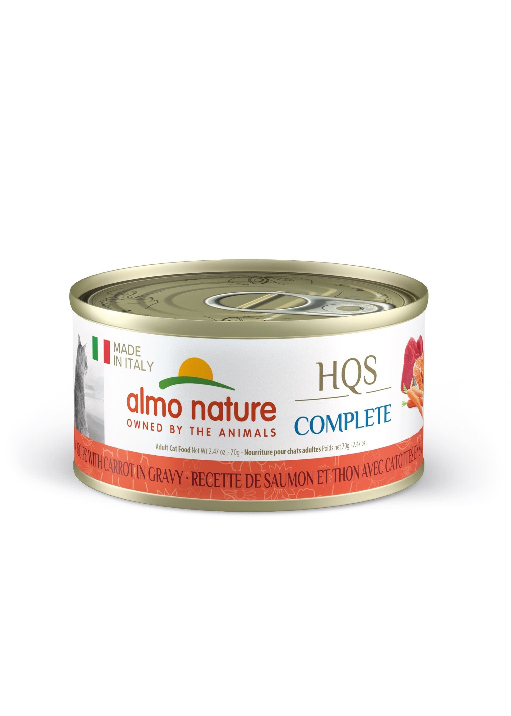 Almo Nature Almo nature, Italie HQS complete chat- Saumon-Thon et carotte en sauce 70g