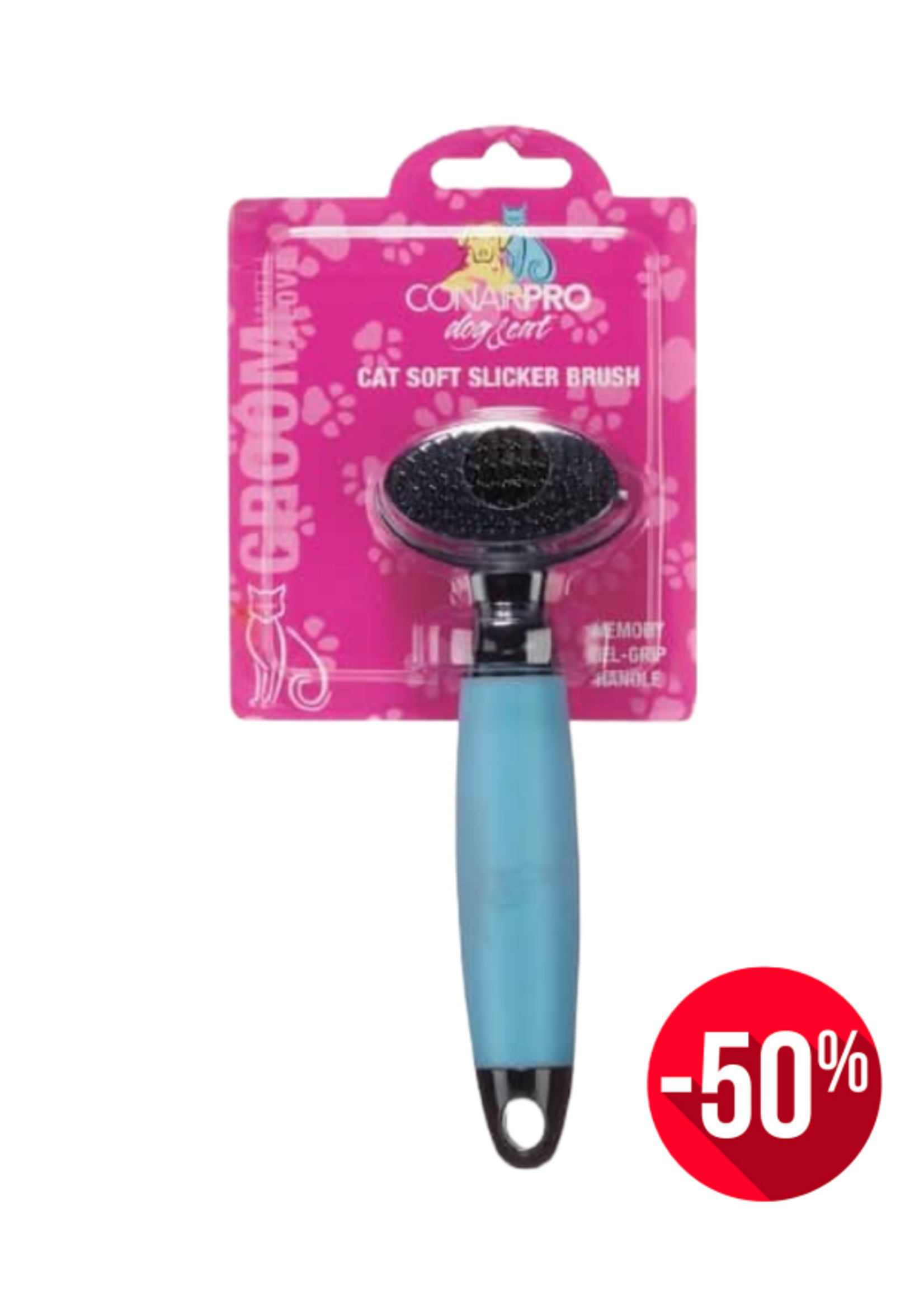 Conair Conair Pro Groom brosse démêlante en plastique douce (slicker) pour chat