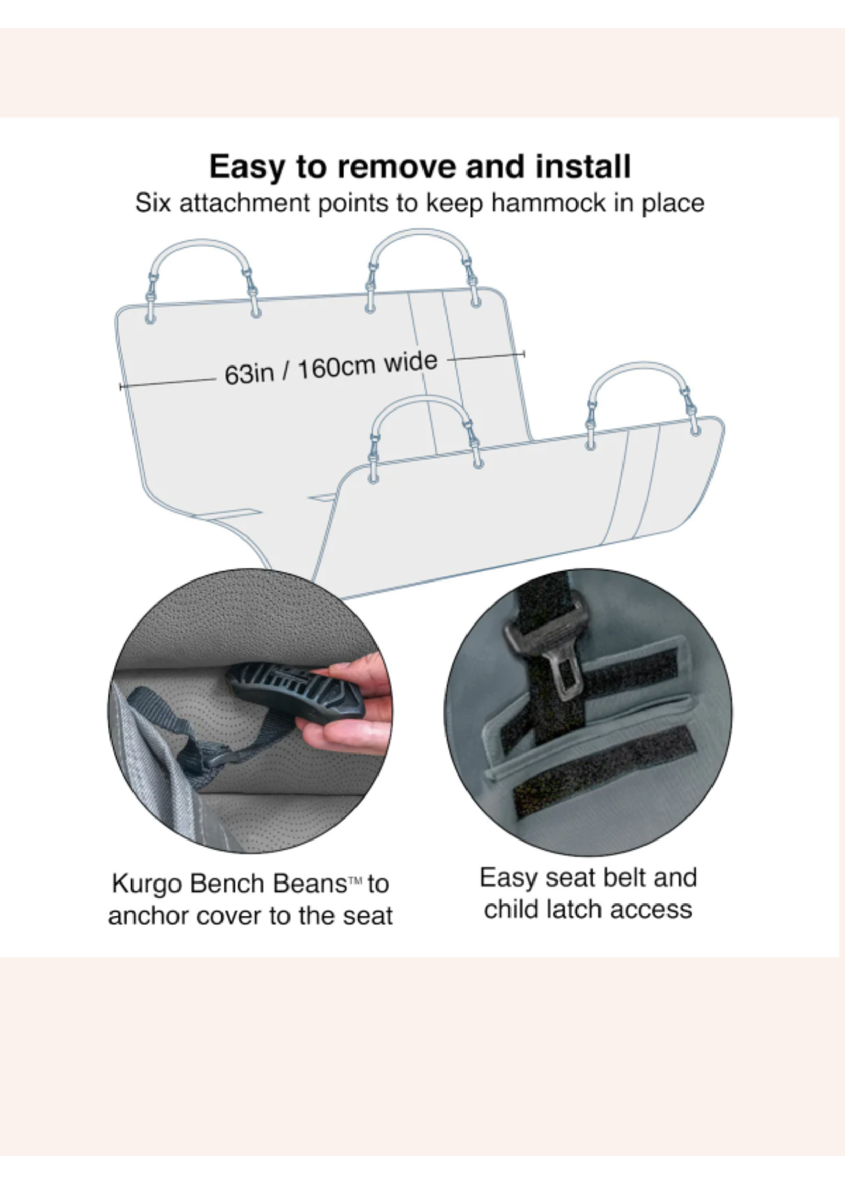 Kurgo Housse de Banquette Arrière Pour Chien Grise