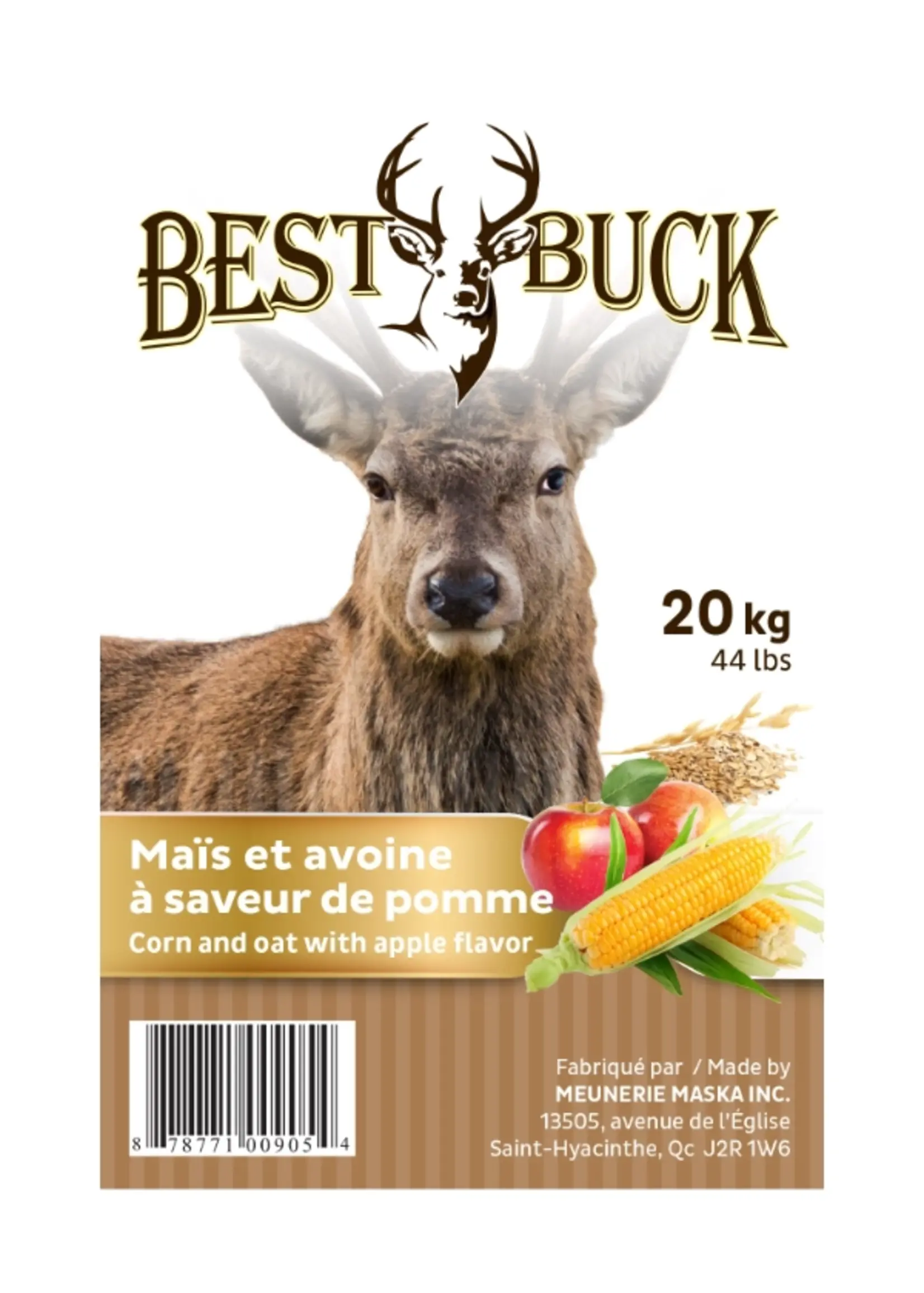 Maska Select Maïs/Avoine saveur de pomme chevreuil 20 kg