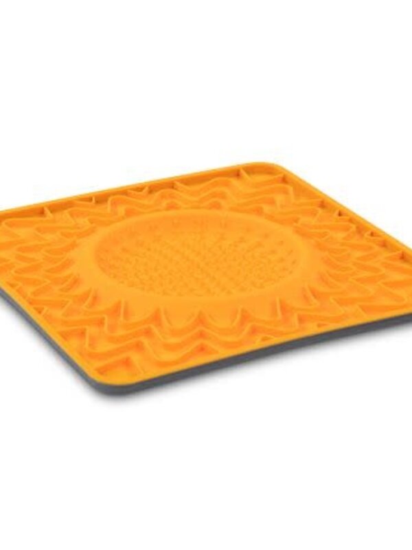 Messy Mutts Messy Mutts tapis d’alimentation en silicone avec cadre et bol intégré 10’’ X 10’’- orange
