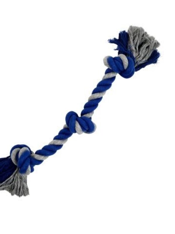 Bud'z Bud’z jouet de corde pour chien, avec 3 noeuds gris et bleu large 23.5’’