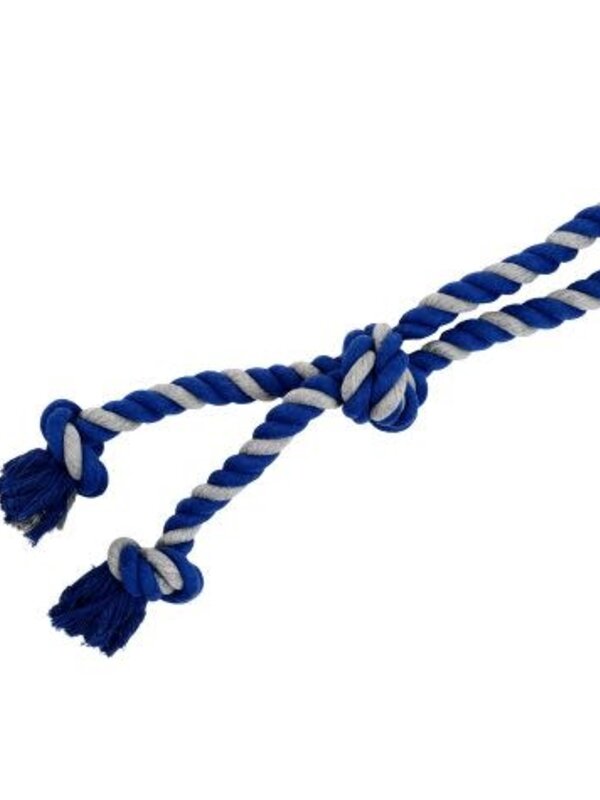 Bud'z Bud’z jouet de corde pour chien, double avec 3 noeuds gris et bleu large 23.5’’