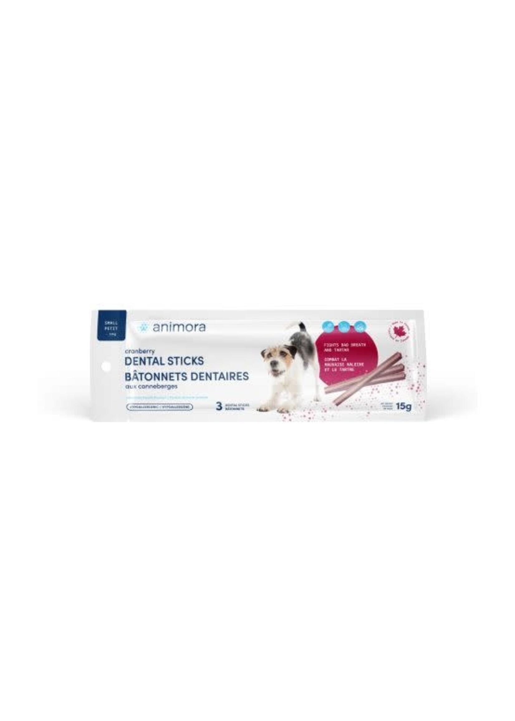 Animora ANIMORA BÂTONNETS DENTAIRES AUX CANNEBERGES POUR CHIEN, PETIT 3 unités (CS=50) *Nouveau*
