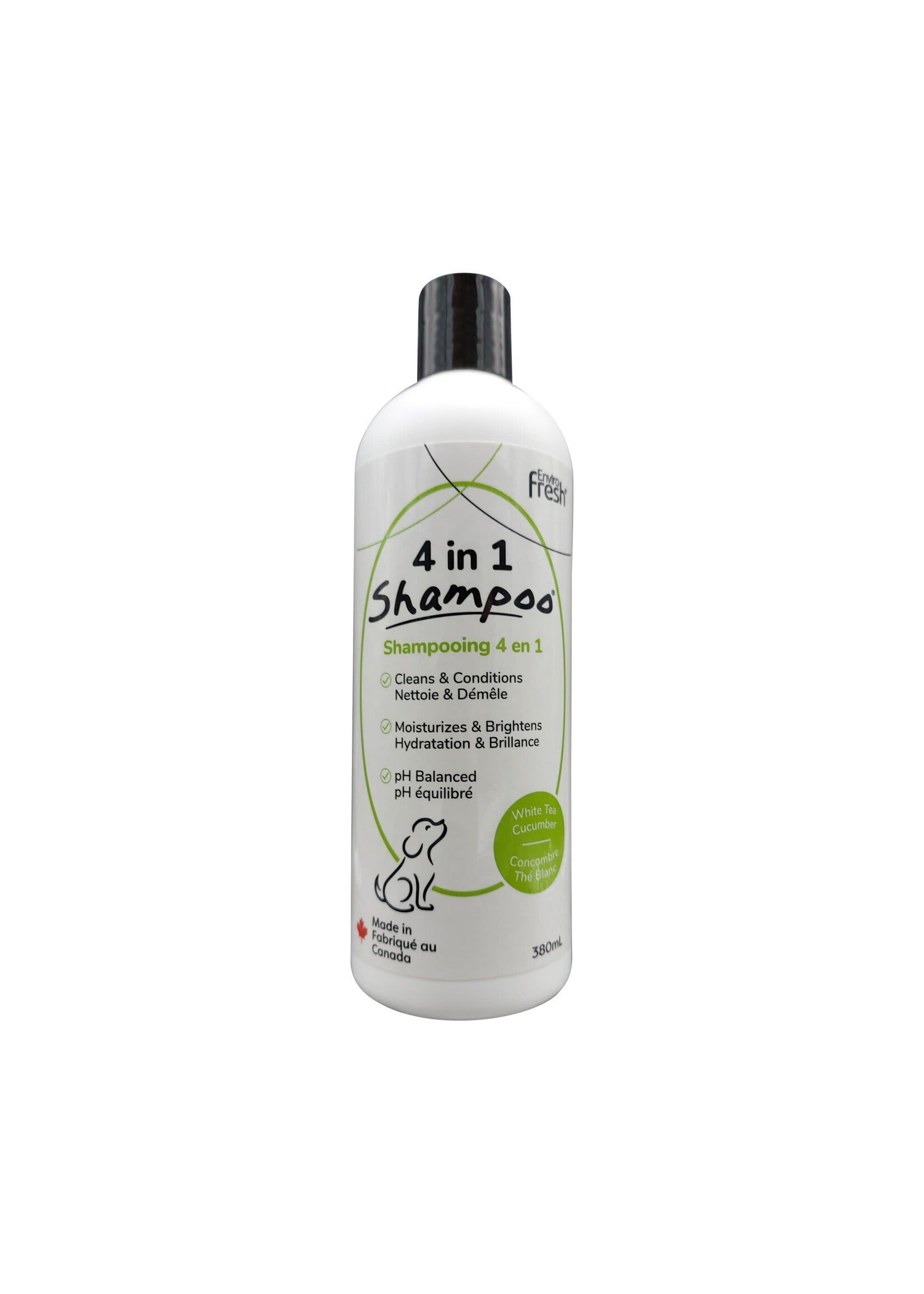 Enviro Fresh ENVIROFRESH SHAMPOING POUR CHIEN, 4 EN 1 - THÉ BLANC & CONCOMBRE 380ML (CS=12) **