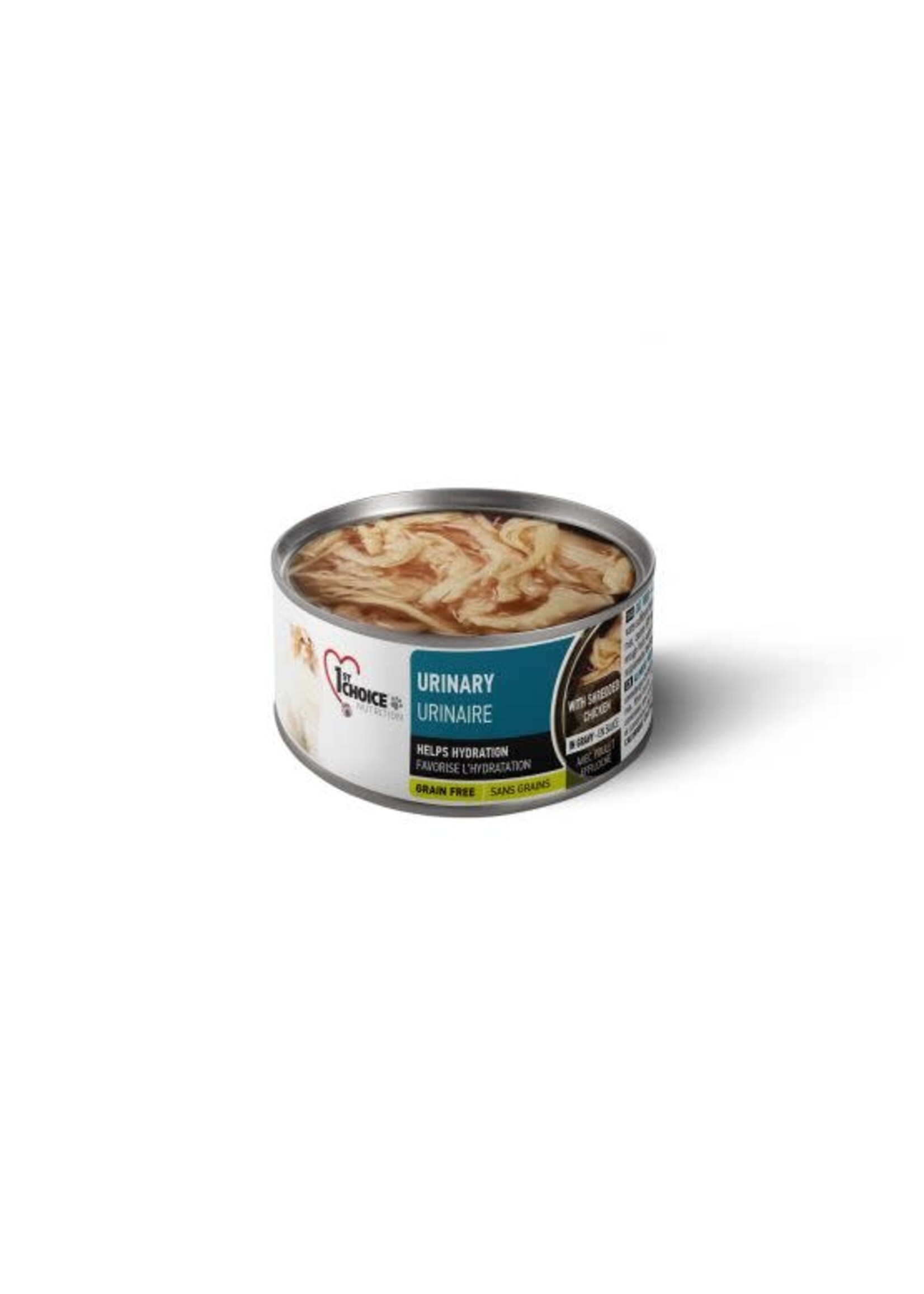 1st choice 1st CHOICE CONSERVES POUR CHAT, URINAIRE - POULET EFFILOCHÉ SANS GRAINS 24x85gr