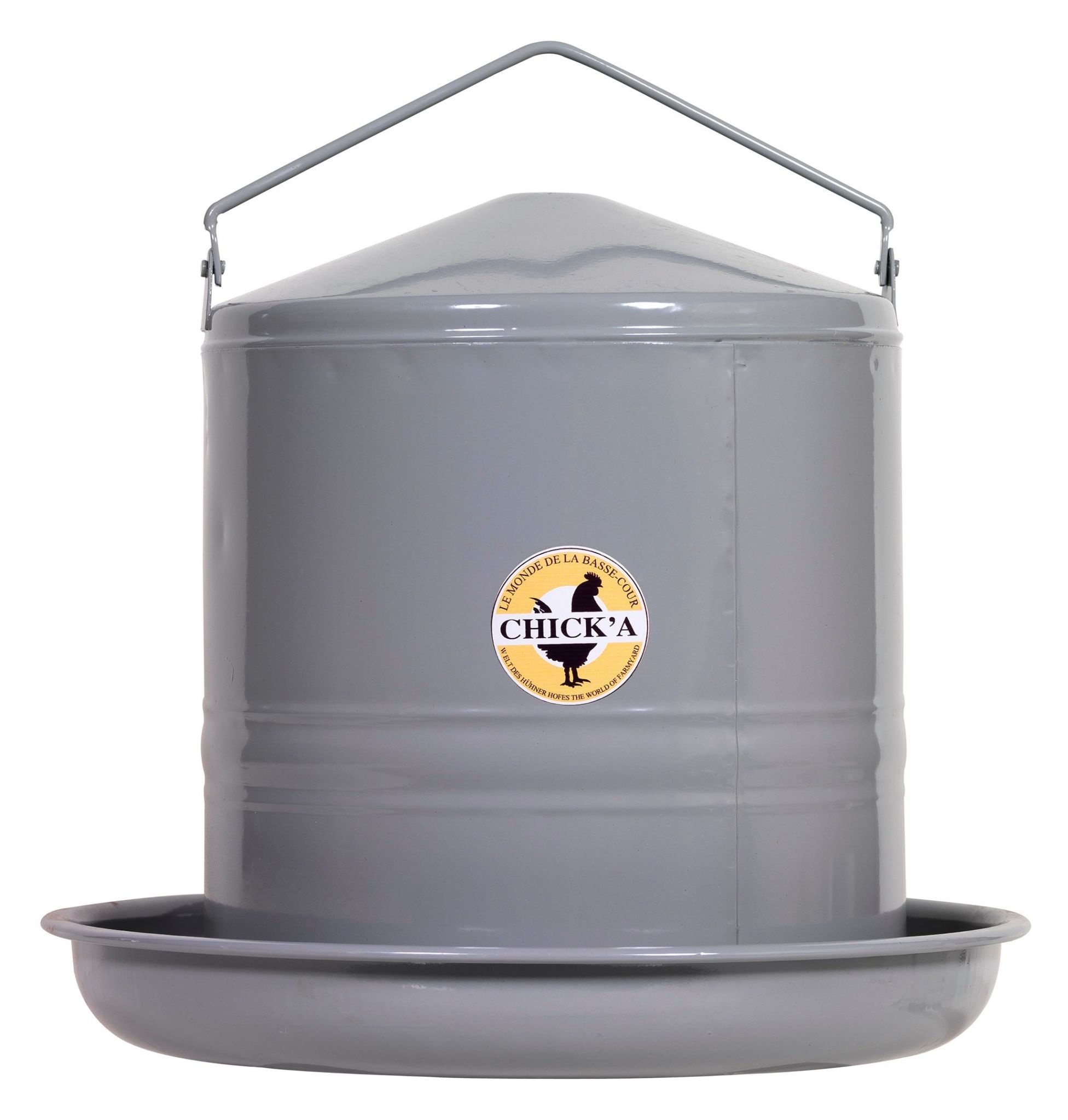 MATAVIPRO - Nourrisseur Trémie émaillé 5 L Pour Poules - Contrôle Débit Par Crémaillère, Anti-gaspillage - Montage Mural, Sans Pied