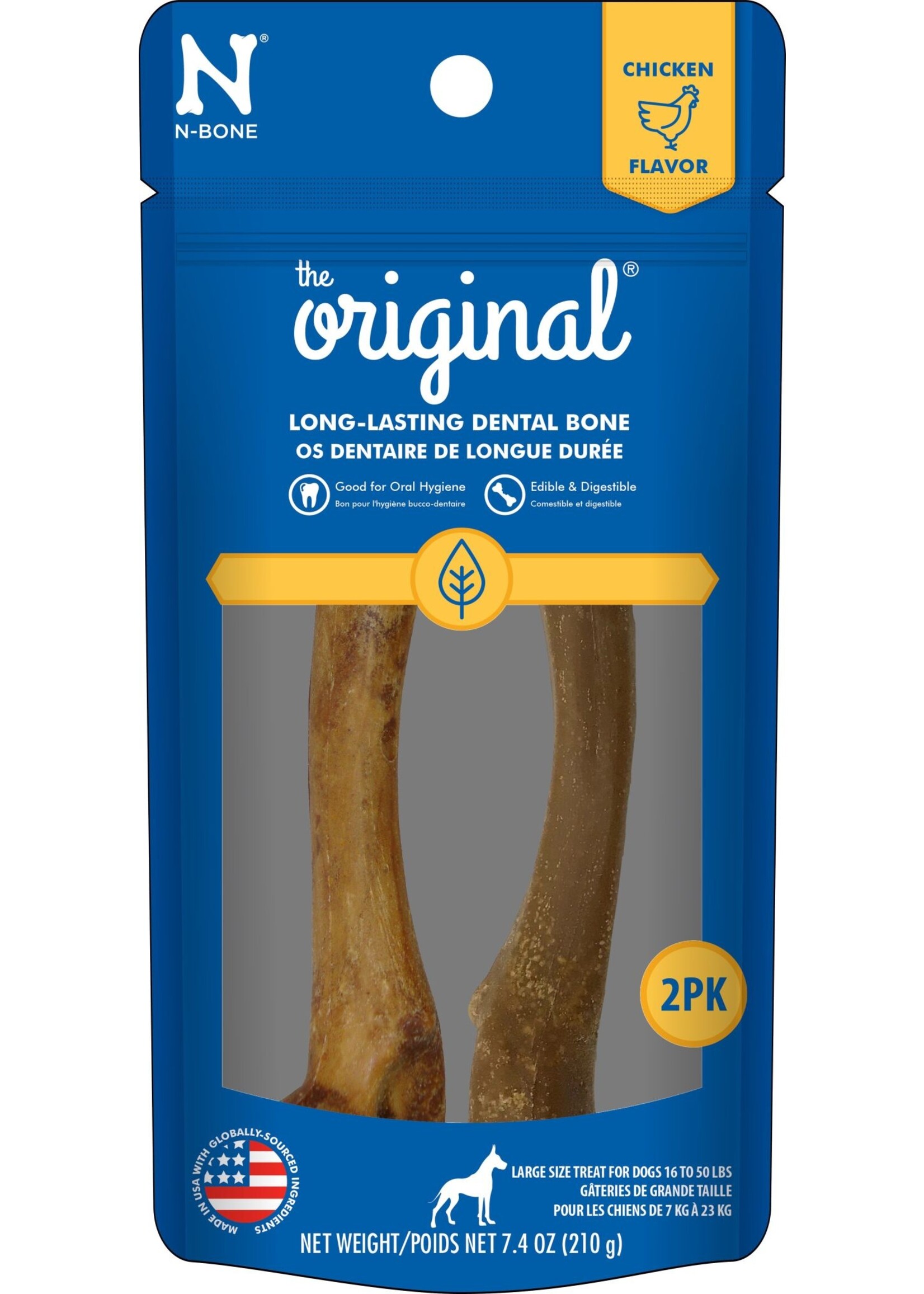N-bone N-BONE ORIGINAL GÂTERIE POUR CHIEN À SAVEUR DE POULET, LARGE (PQT 2) 7.4oz (CS=48)