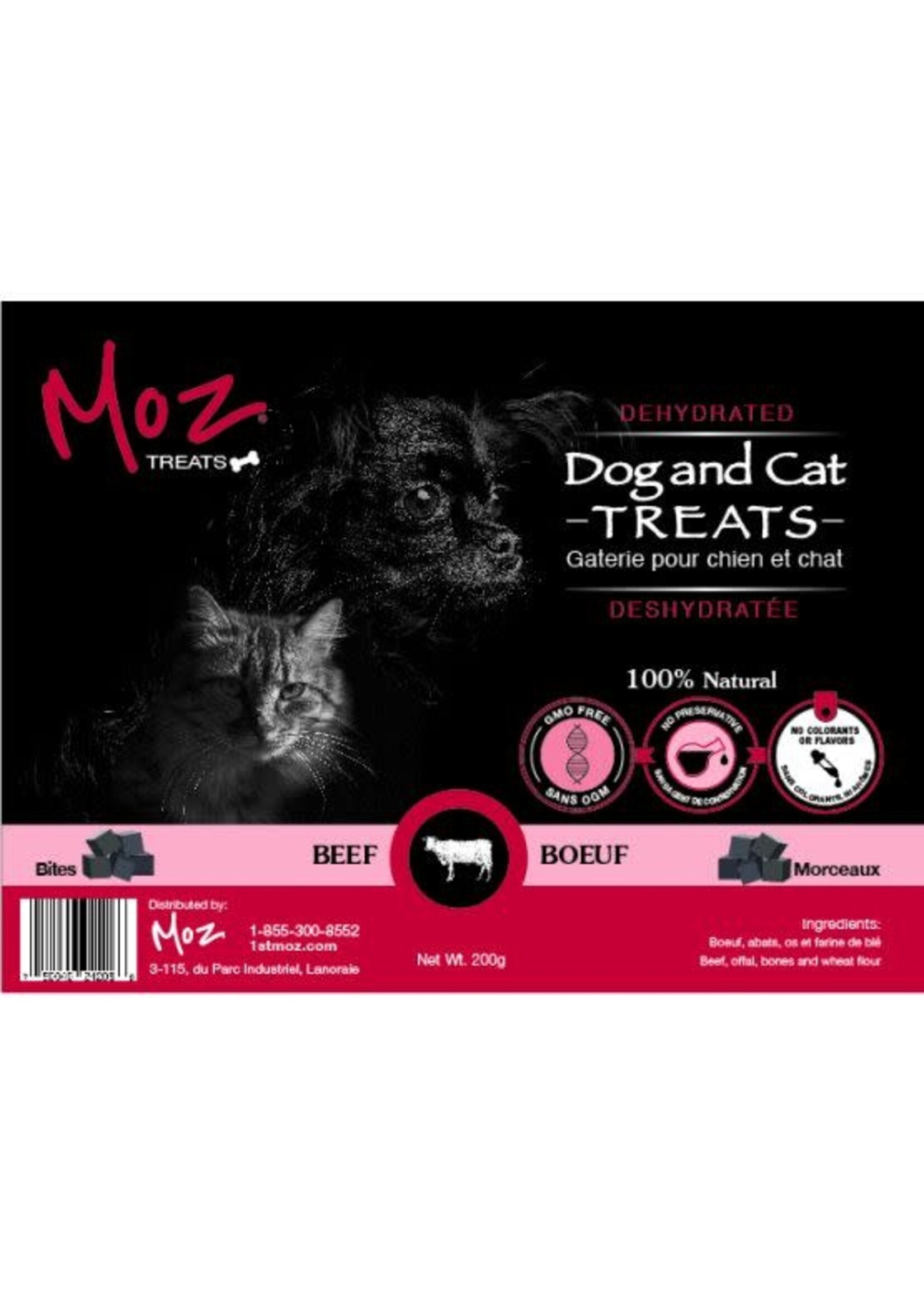 1st moz MOZ PET GÂTERIES DÉSHYDRATÉES POUR ANIMAUX - MORCEAUX DE BOEUF 200gr (CS=25)