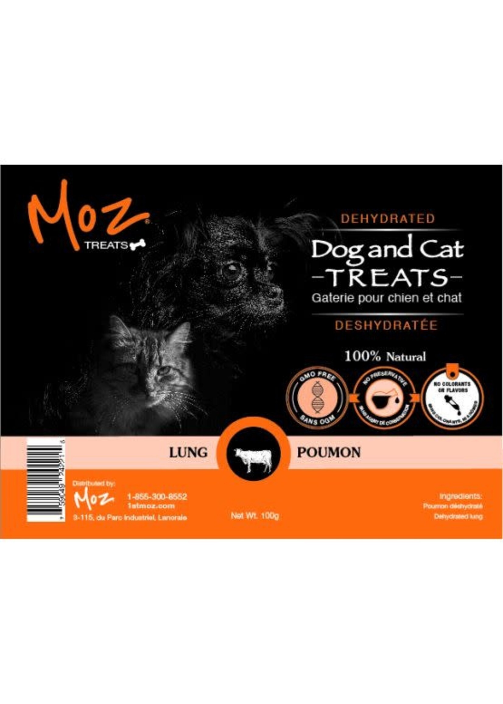 1st moz MOZ PET GÂTERIES DÉSHYDRATÉES POUR ANIMAUX - POUMONS DE BOEUF 100gr (CS=25)