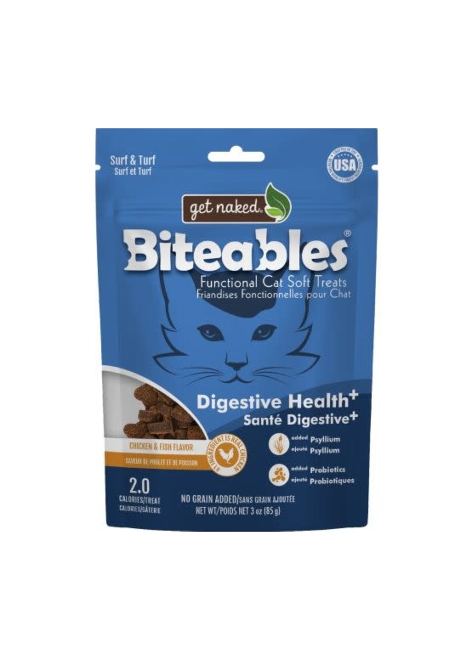 Bone-A-Mints GET NAKED "BITEABLES" SANTÉ DIGESTIVE PLUS POUR CHAT, GÂTERIES TENDRES, SANS GRAINS 3oz (CS=6) **