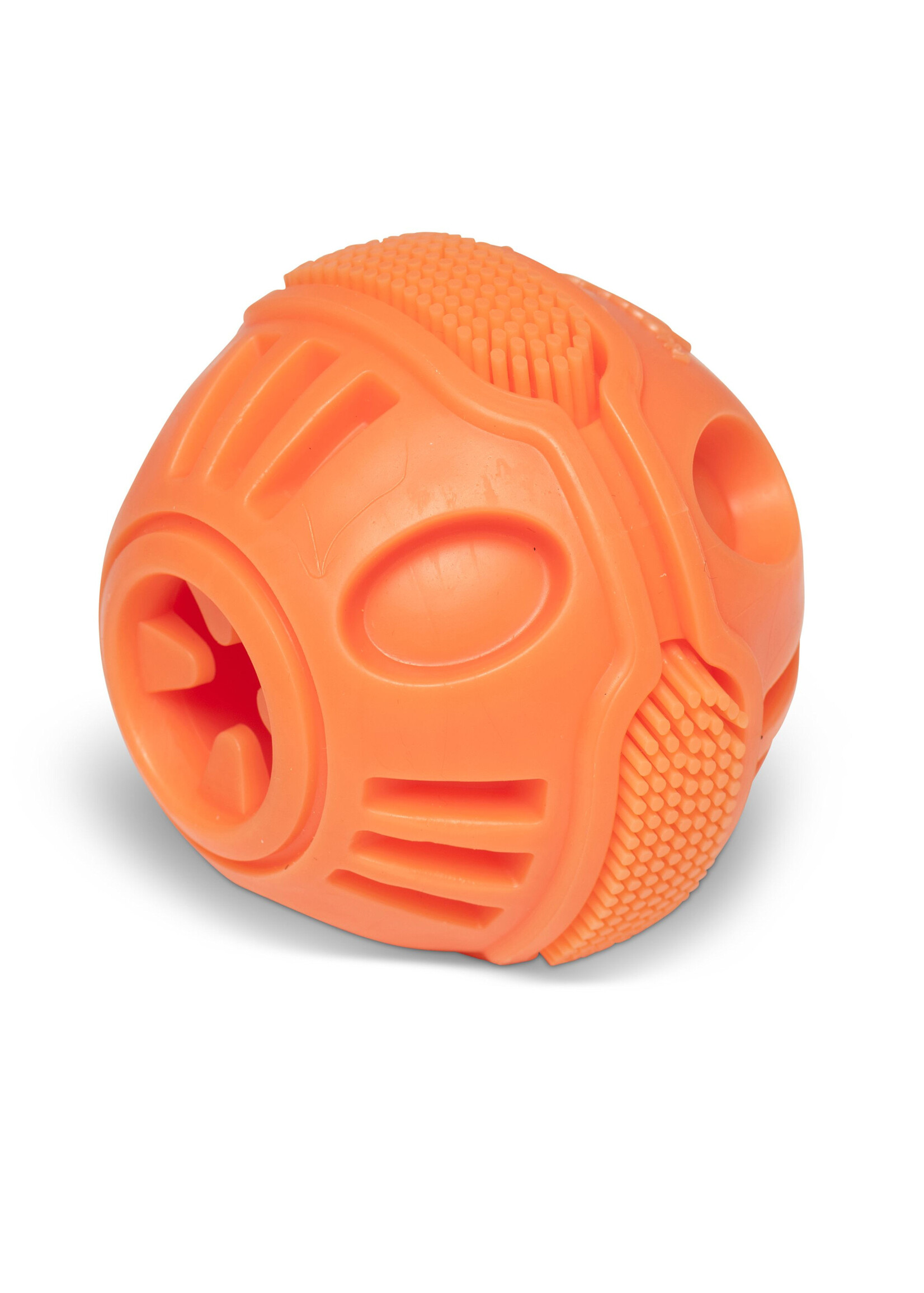 Messy Mutts Messy Mutts "totally Pooched, Stuff 'n Brush" Jouet En Caoutchouc Pour Chien - Balle Orange