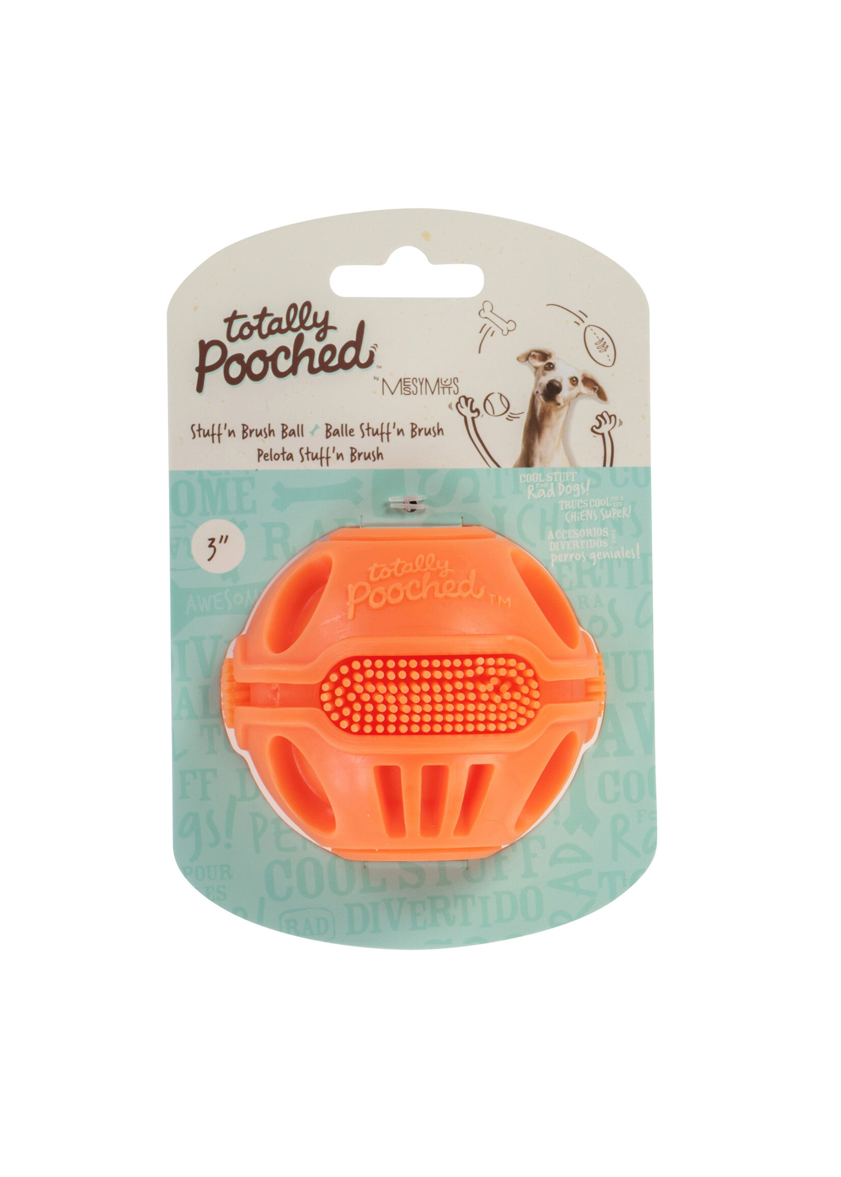 Messy Mutts Messy Mutts "totally Pooched, Stuff 'n Brush" Jouet En Caoutchouc Pour Chien - Balle Orange