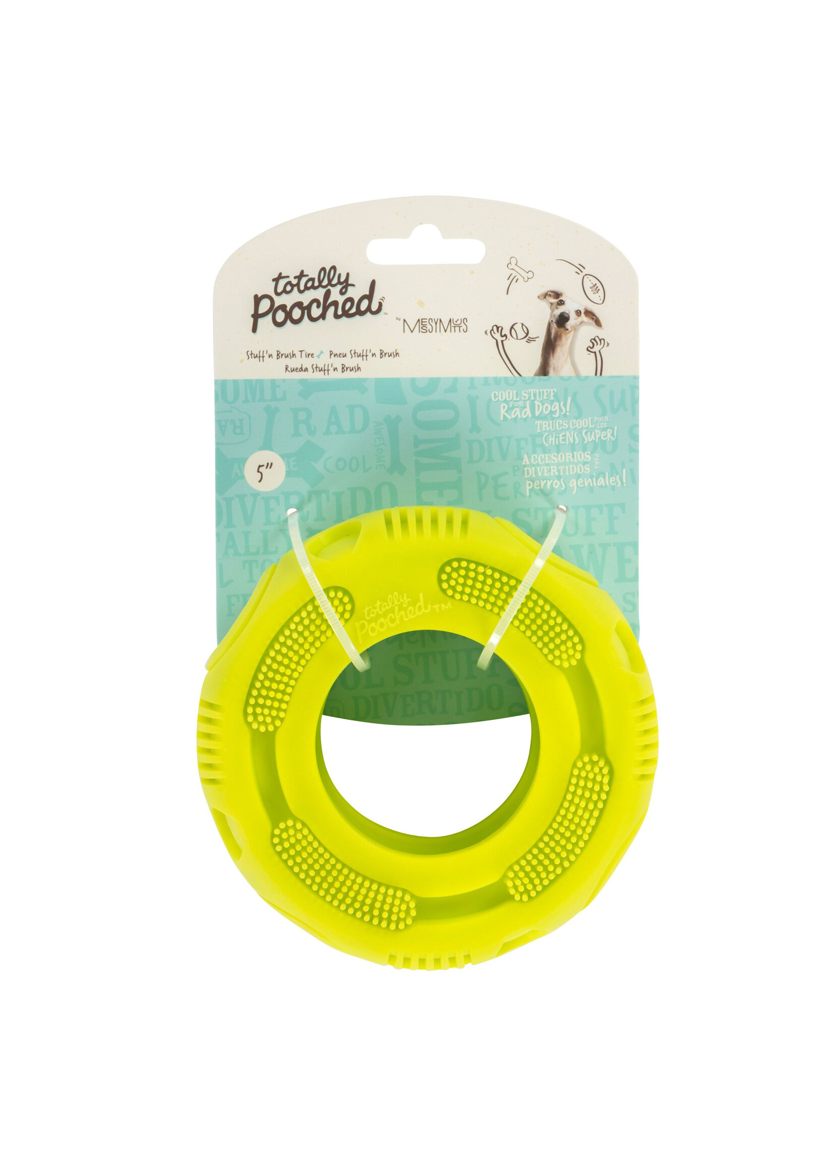 Messy Mutts Messy Mutts "totally Pooched, Stuff 'n Brush" Jouet En Caoutchouc Pour Chien - Pneu Vert