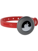 Nuvuq Nuvuq collier ajustablebavec attache de sécurité pour chat, rouge avec etui pour 'airtag' gris