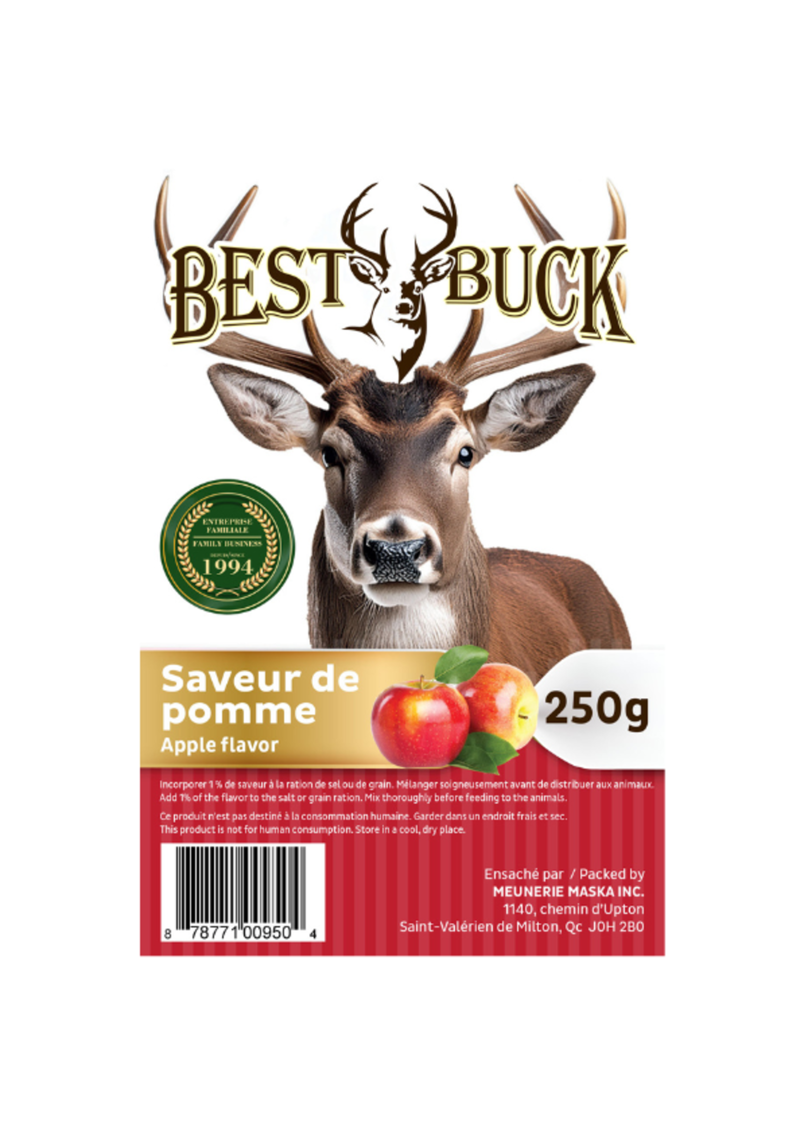 Best Buck Saveur de pomme pour grain ou saline | Chasse | Best Buck,  250g