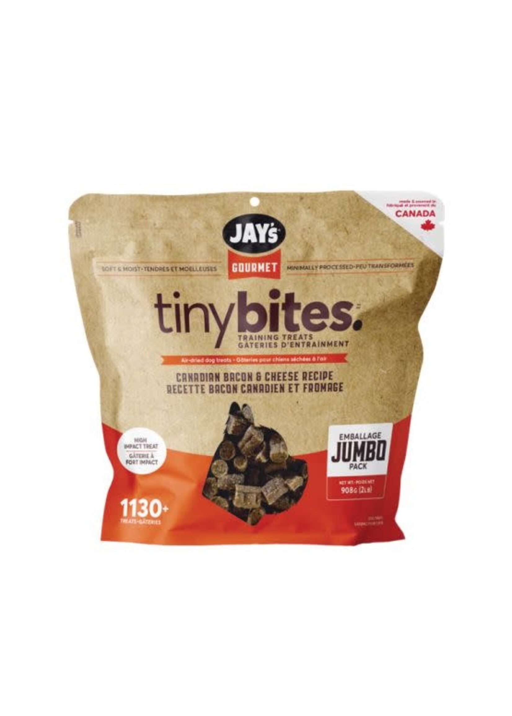 Jay's Jay's Gourmet, Tiny Bites, Gâteries Pour Chien, Bacon Canadien Et Fromage 908gr