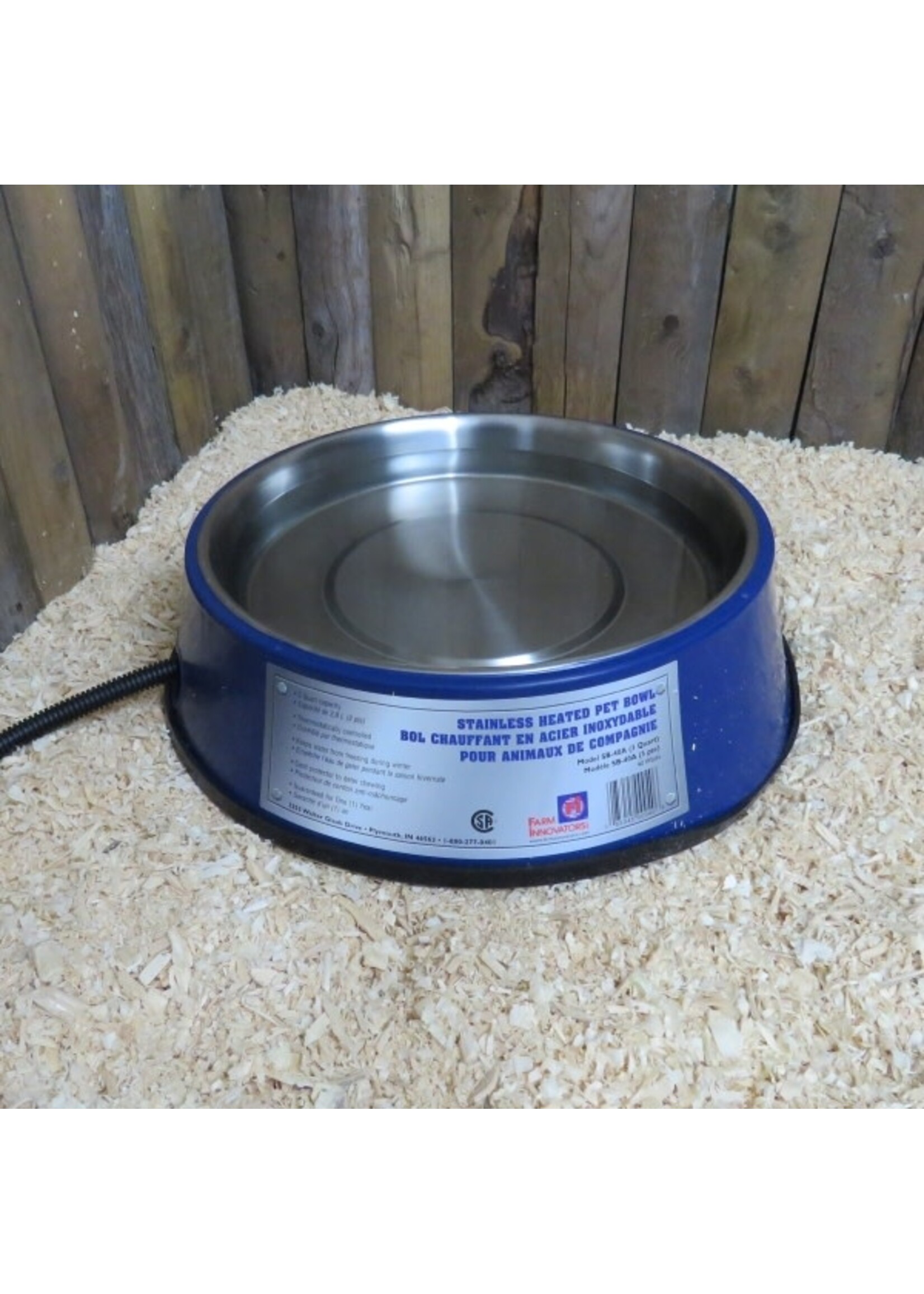 Farm Innovators Bol chauffant 2,8 litres (96 onces) avec couverture en acier inoxydable