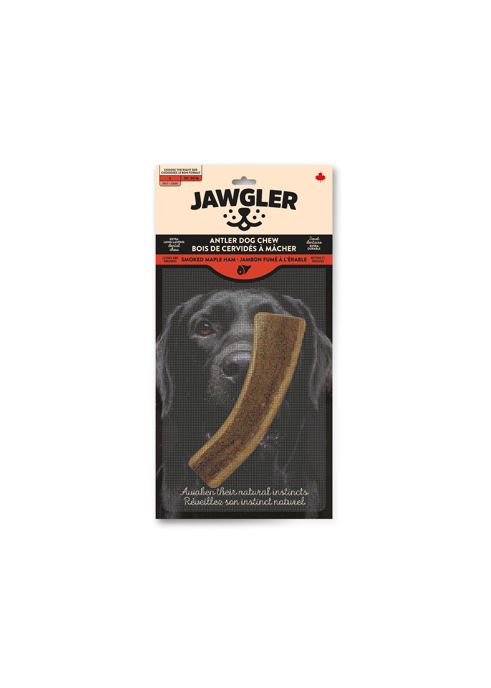 Jawgler Jawgler Bois De Cervidés à Mâcher, Coupé - Jambon Fumé à L'érable, Grand