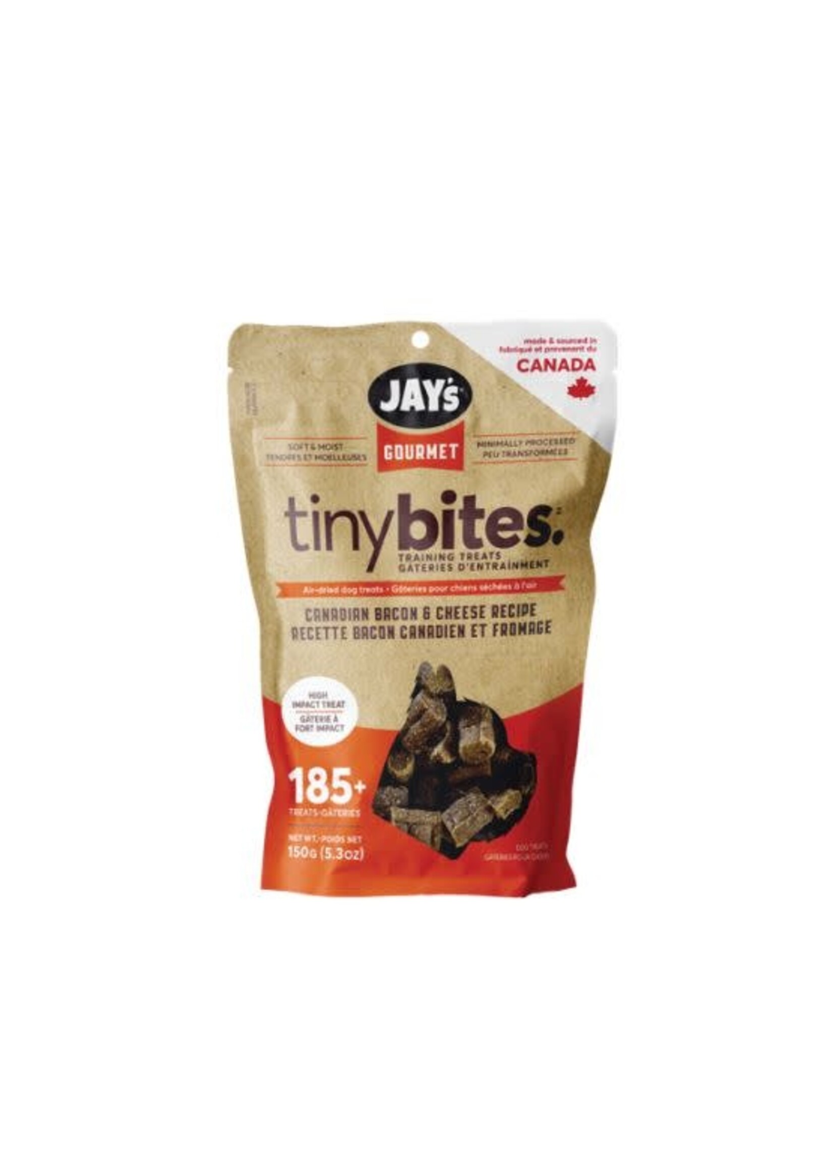 JAY'S Jay's Gourmet, Tiny Bites, Gâteries Pour Chien, Bacon Canadien Et Fromage 150gr