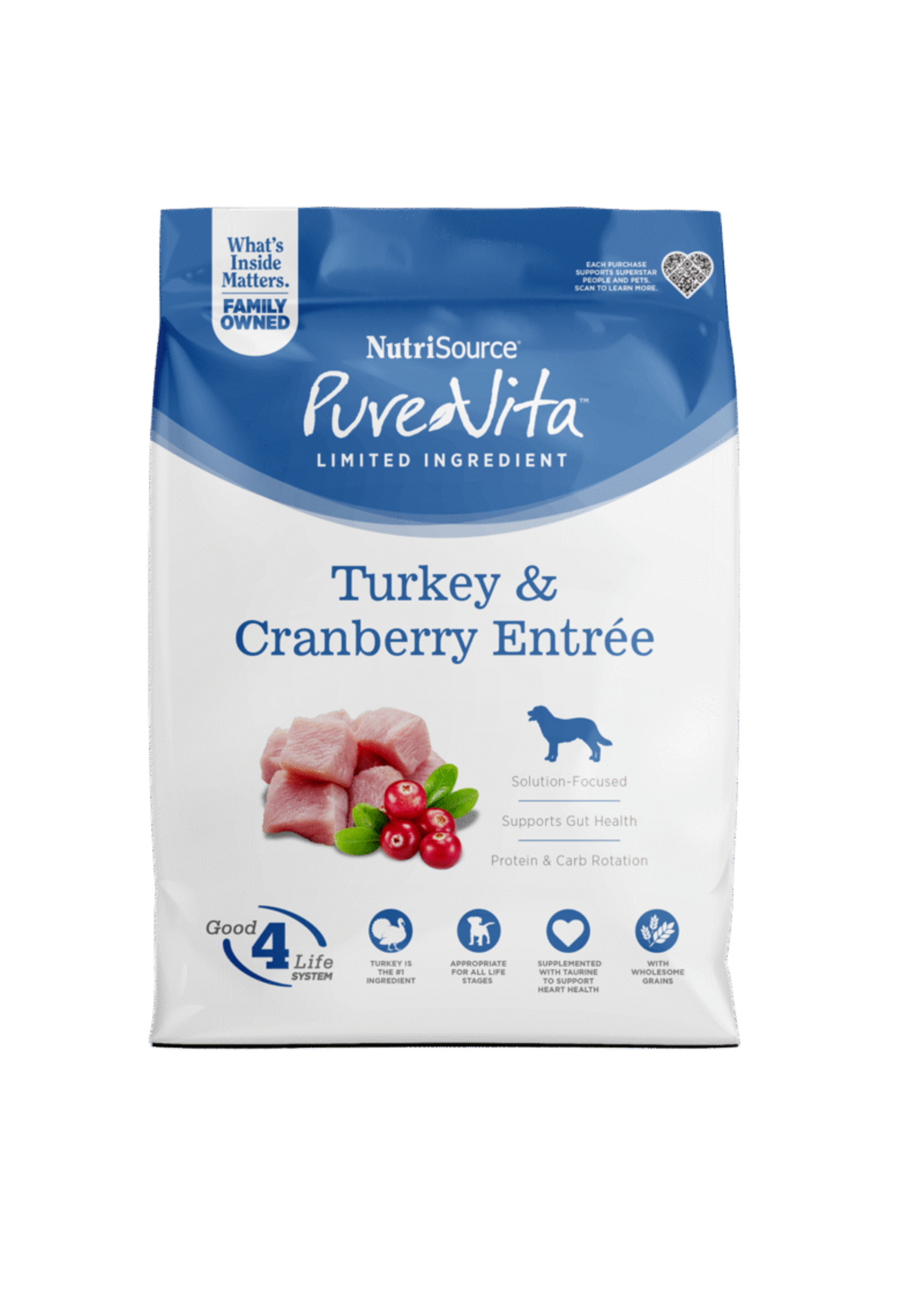 nutri source Nourriture sèche pour chien | Dinde et canneberge | Pure-Vita