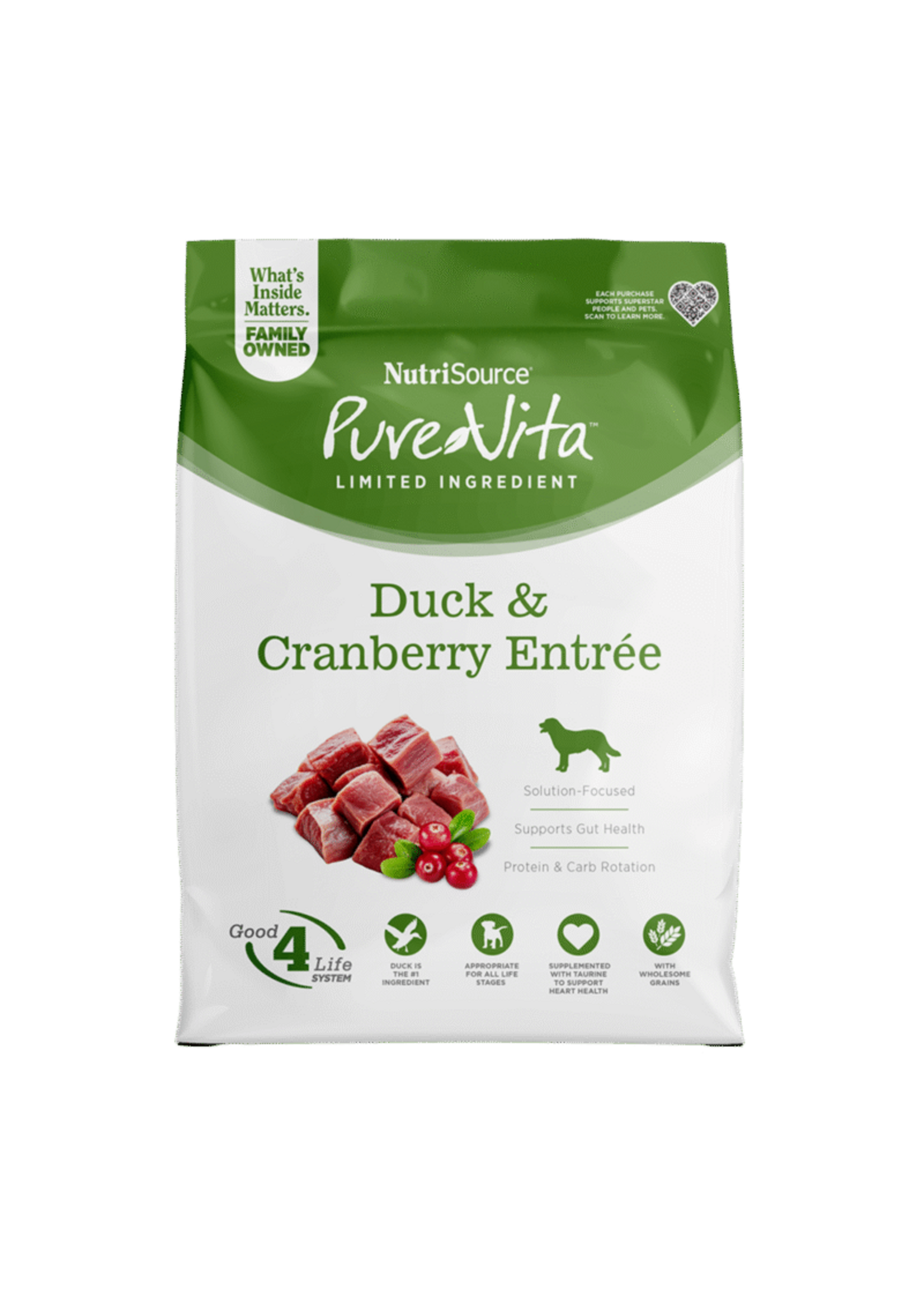 nutri source Nourriture sèche pour chien | Canard et canneberge | Pure-Vita