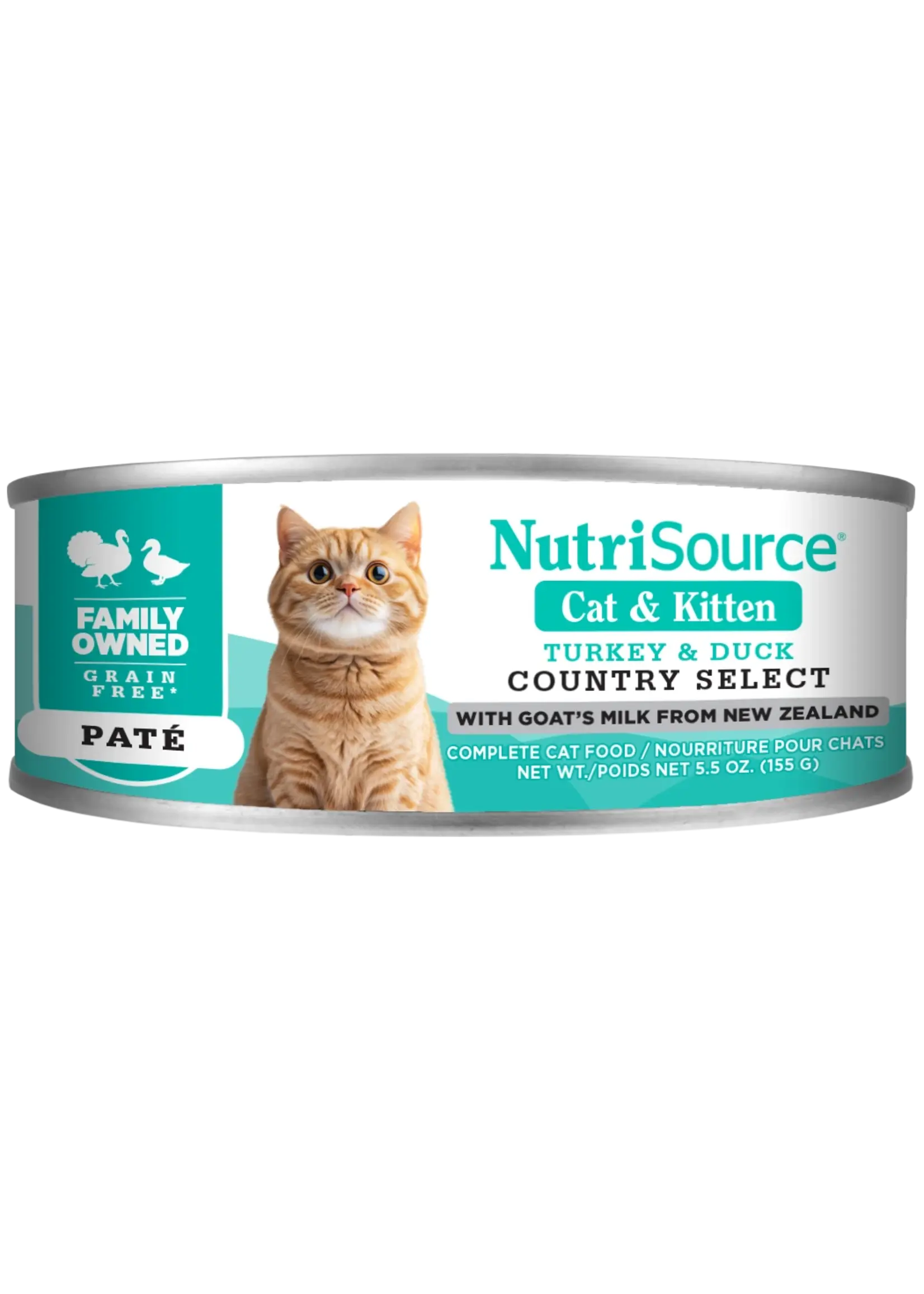 nutri source NS®️ Conserve chat, country select, Dinde -Canard, + lait de chèvre, pâté, 155 g