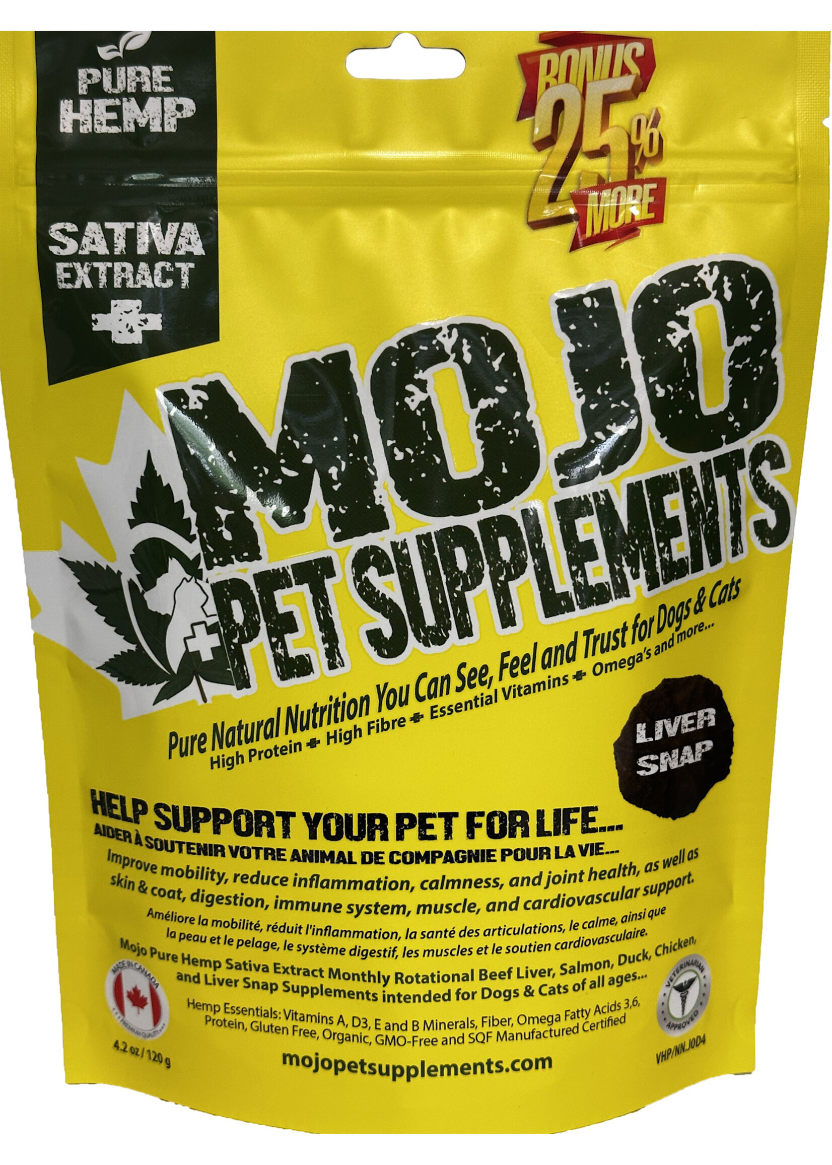 MOJO Mojo Suppléments à Base De Chanvre Pour Chiens Et Chats, Saveur De Foie 120gr