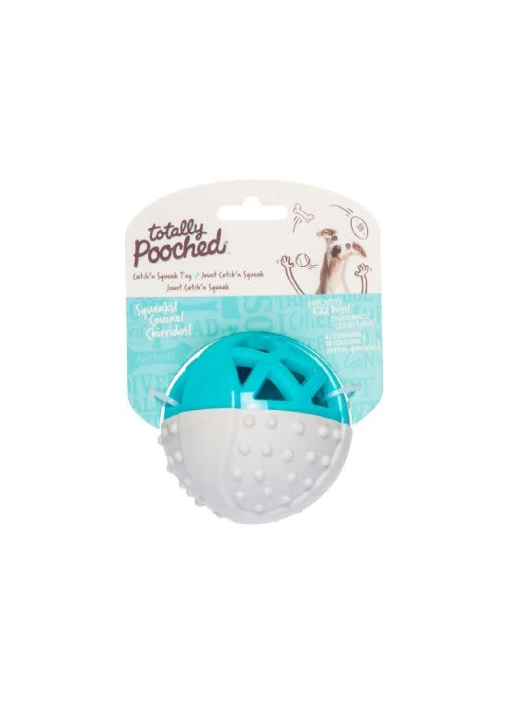 Messy Mutts Messy Mutts Catch N' Squeak Jouet En Caoutchouc Chien Balle Grise & verte