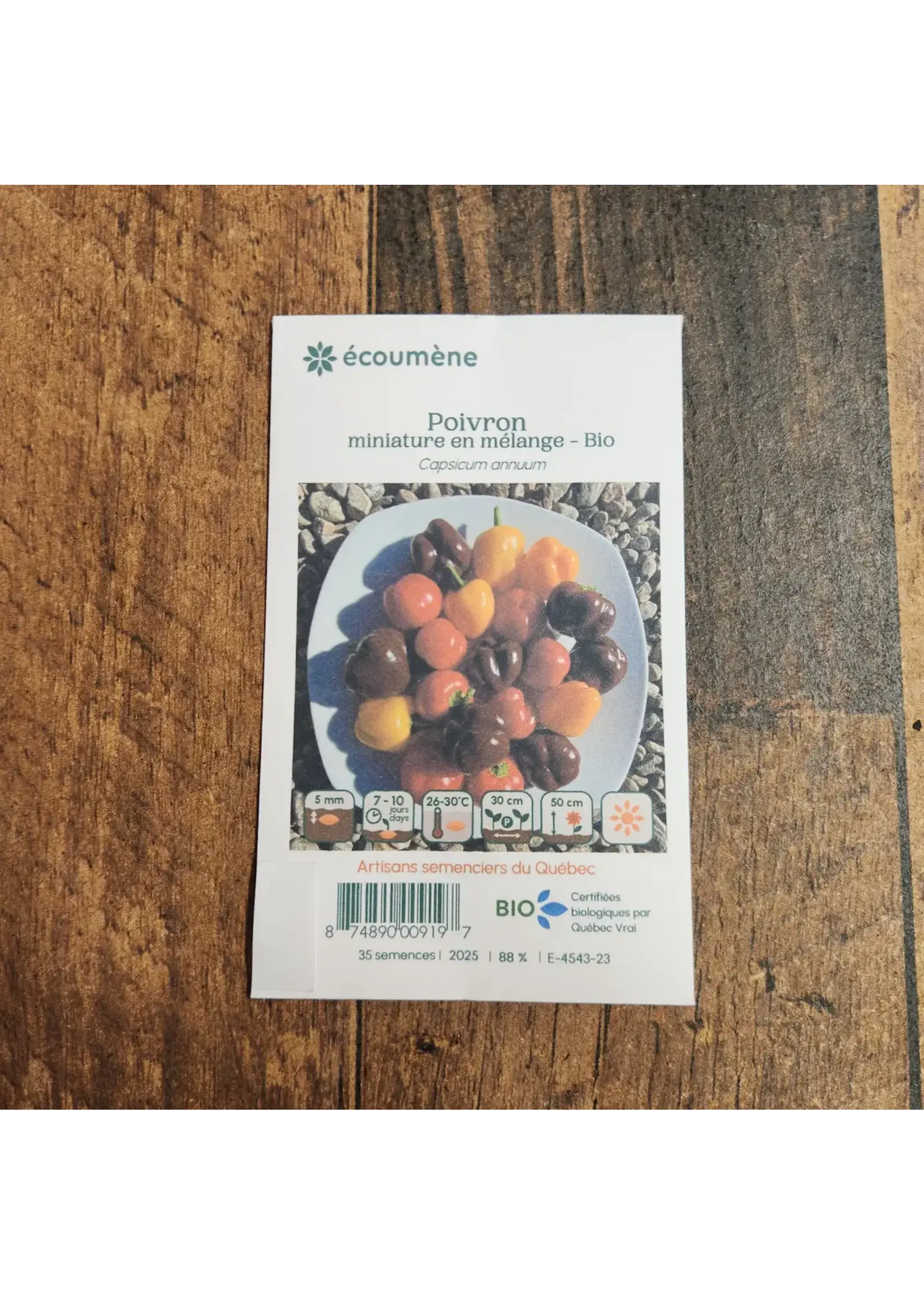 Les jardins de l'écoumène Poivrons Miniatures en mélange- Bio, 35 semences