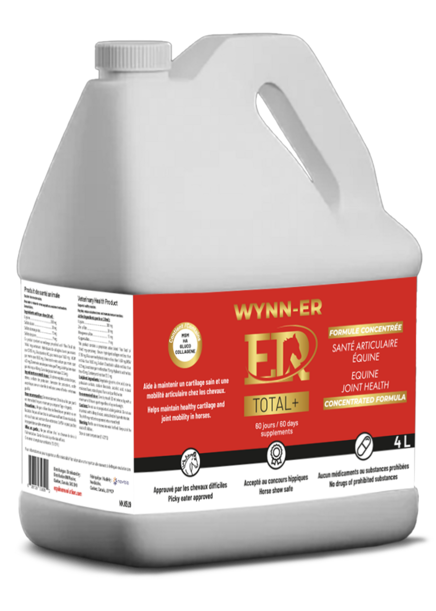 Equine revolution Wynn-er Total +, formule concentré, santé articulaire equine, 4 L