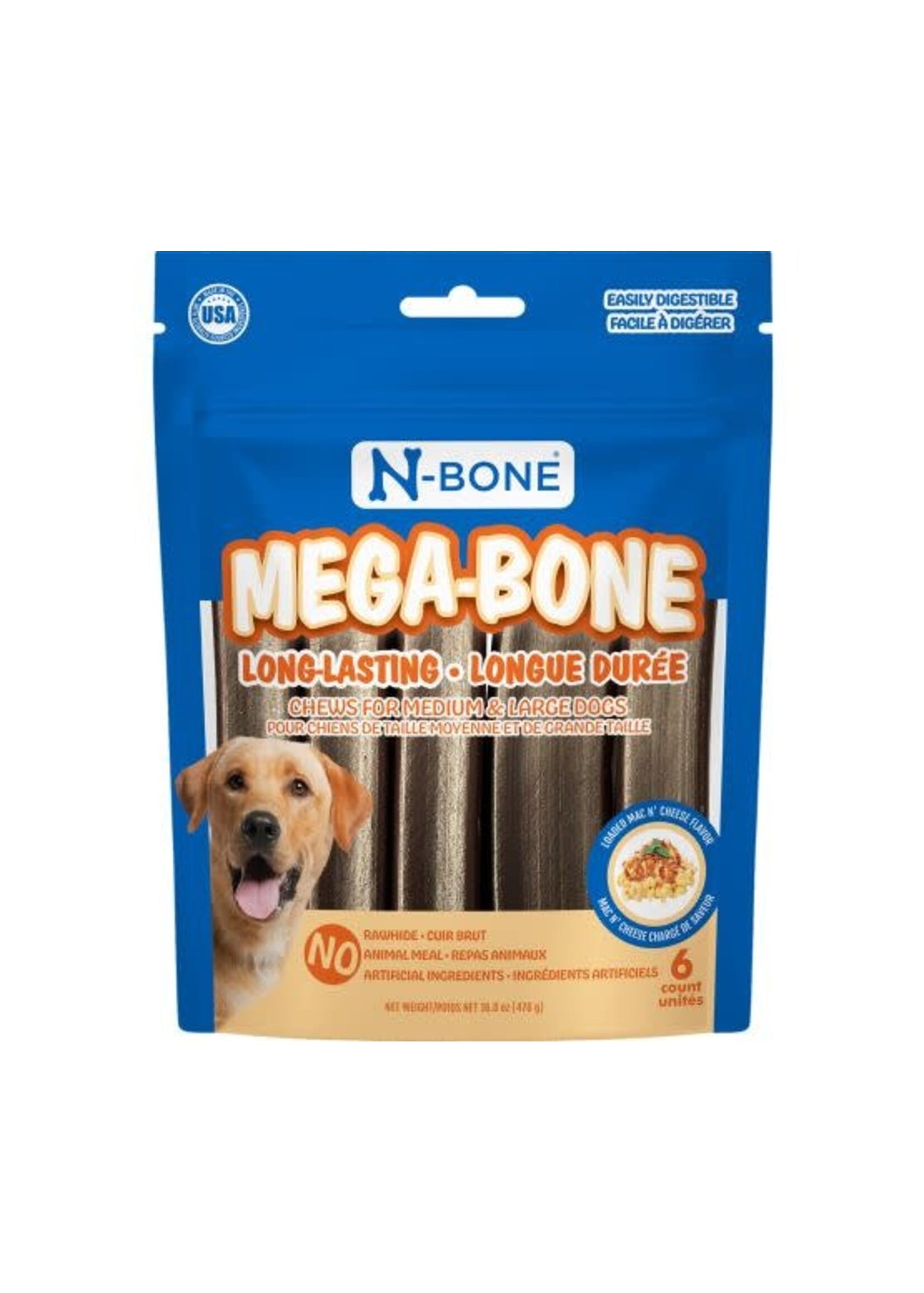 N-bone N-bone Mega-bone Bâtonnet à Mâcher Longue Durée, Macaroni Au Fromage (pqt 6) 16.8oz