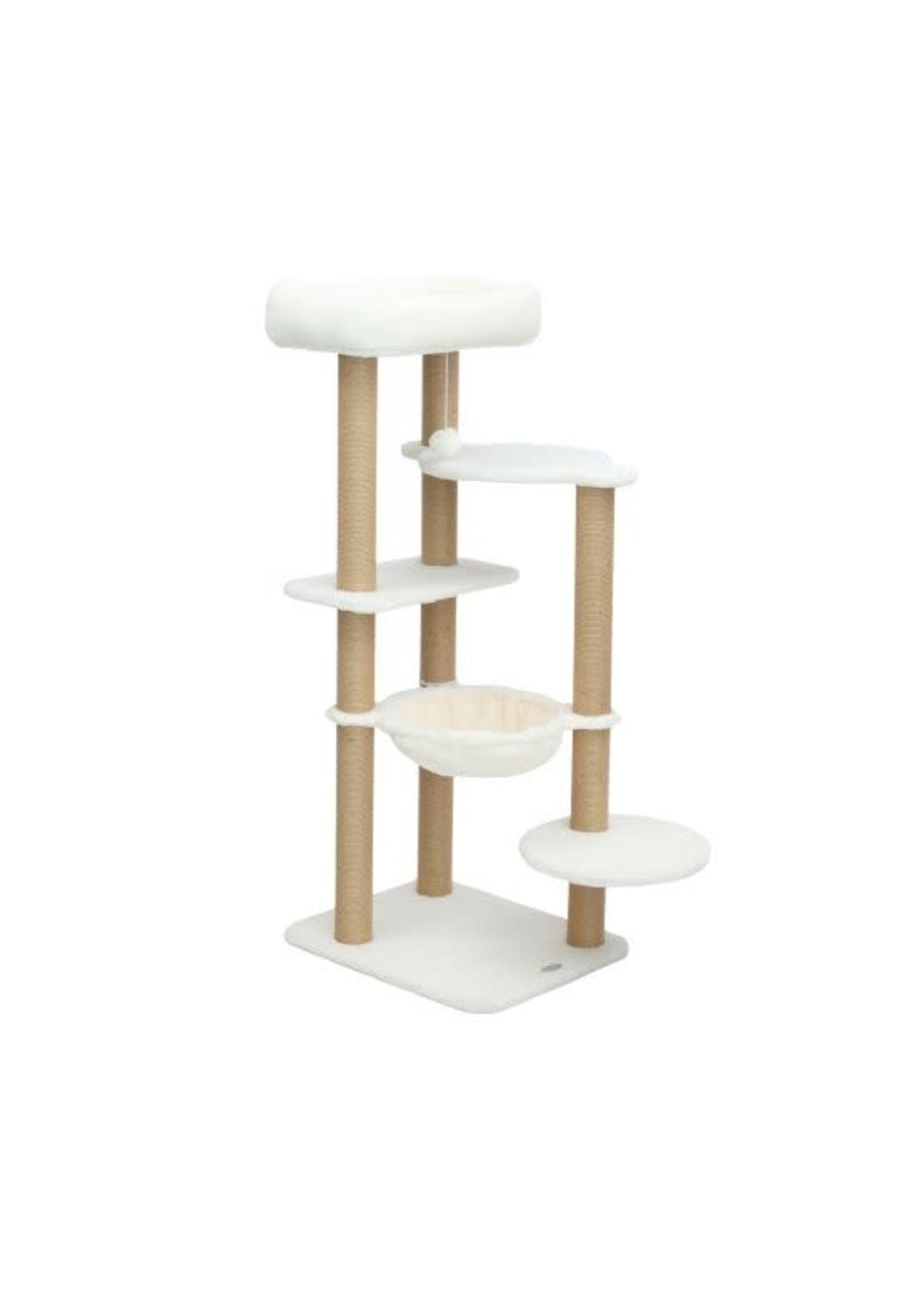 Bud'z Bud'z Arbre à Chat Avec Hamac - Intemporel à 4 Niveaux, Blanc Crème 55x45x126cm