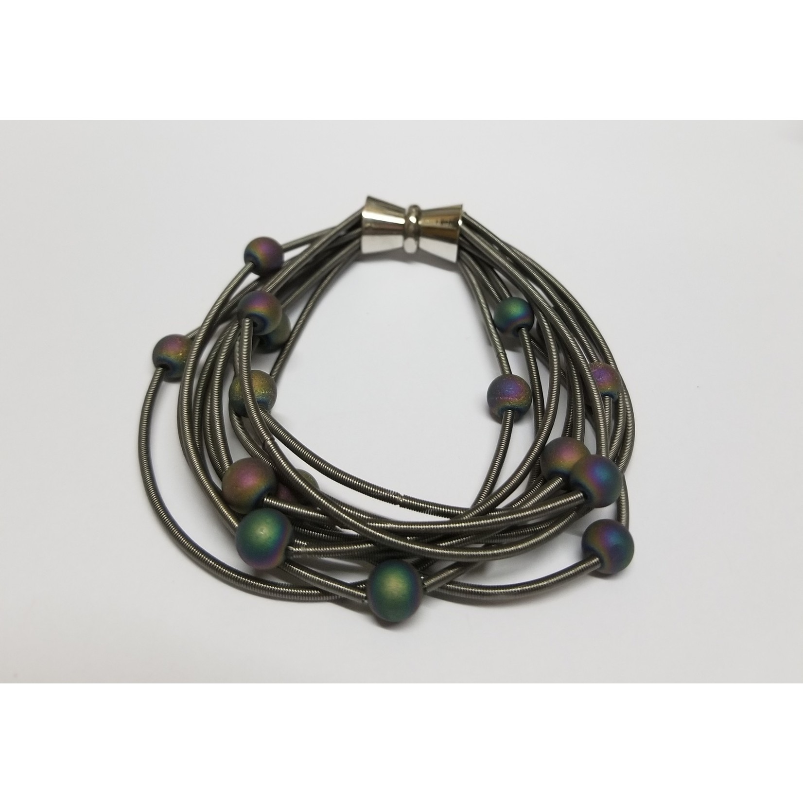 Sea Lily Slate PW 10 Layer Bracelet w/ Iridescent Geodes