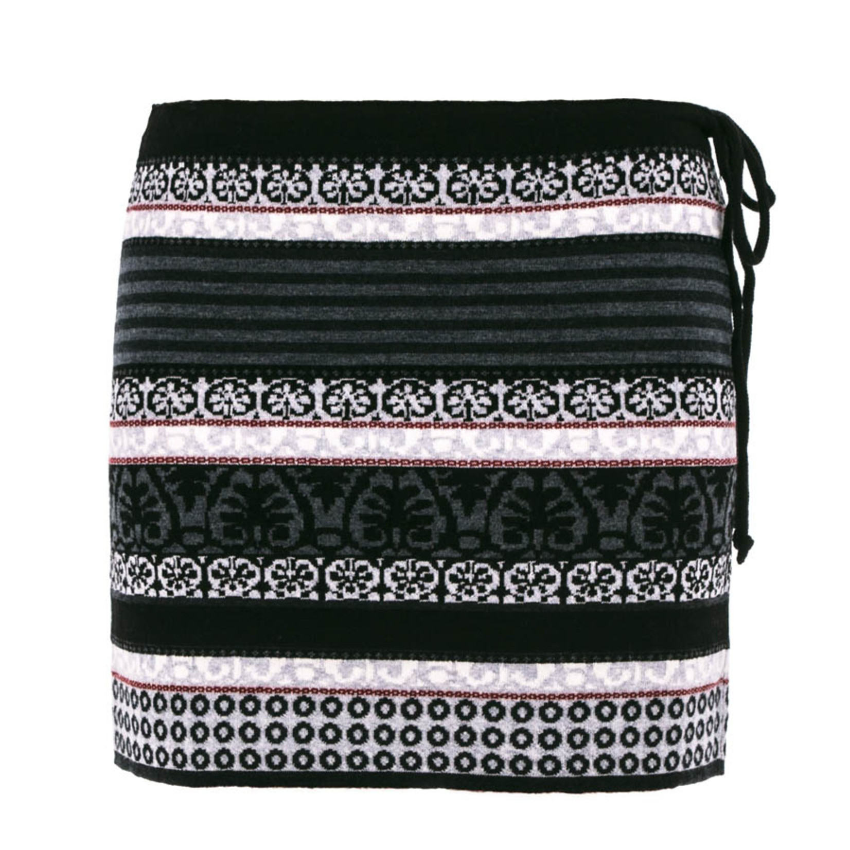 Skirt/Mini/Drawstrng/BlackGreyWhiteRedPattern/Chloe